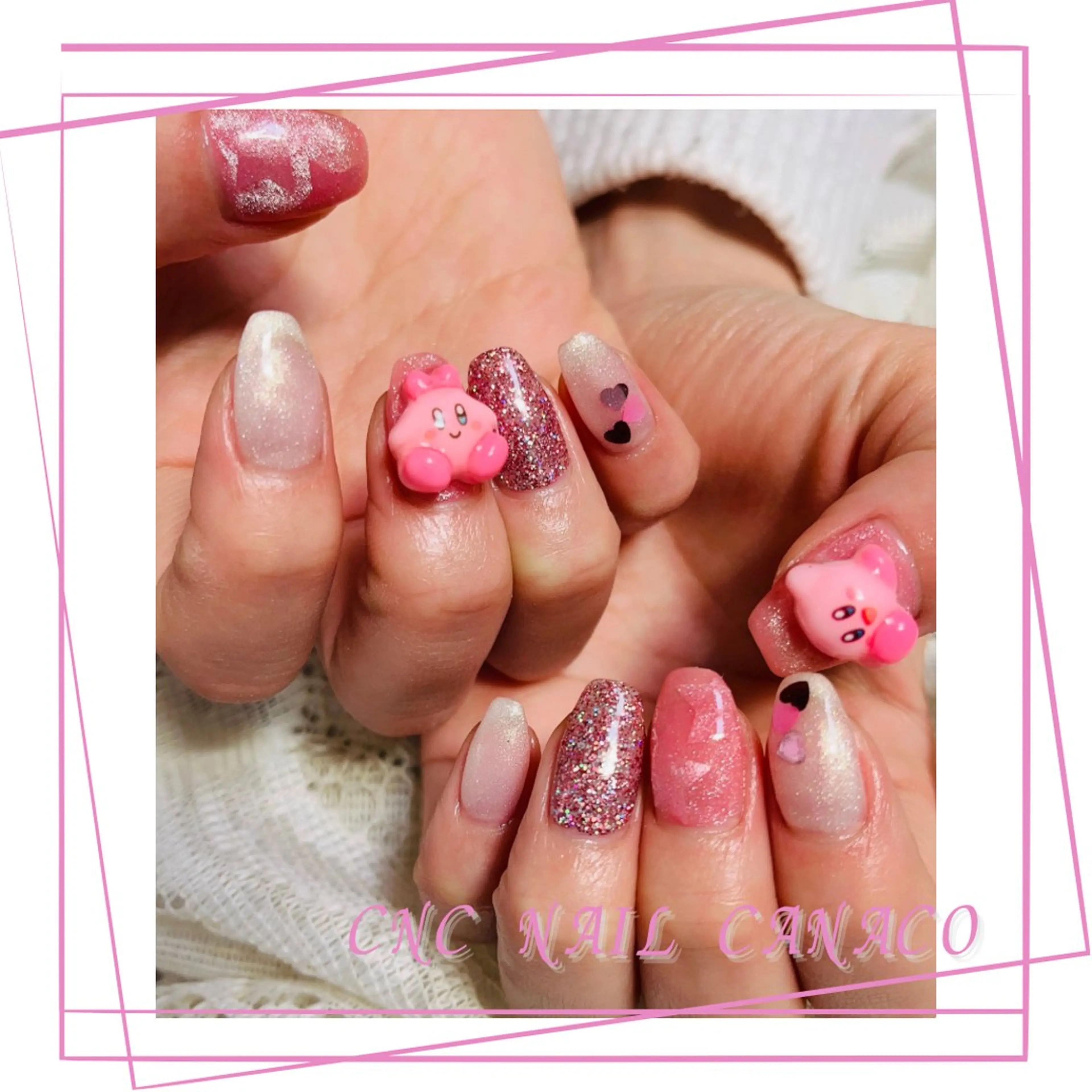 ネイル アートネイル ハート マグネットネイル 持ち込み ハンドネイル ハンドケア Felice所属・ベテランネイル cnc nailのネイルデザイン