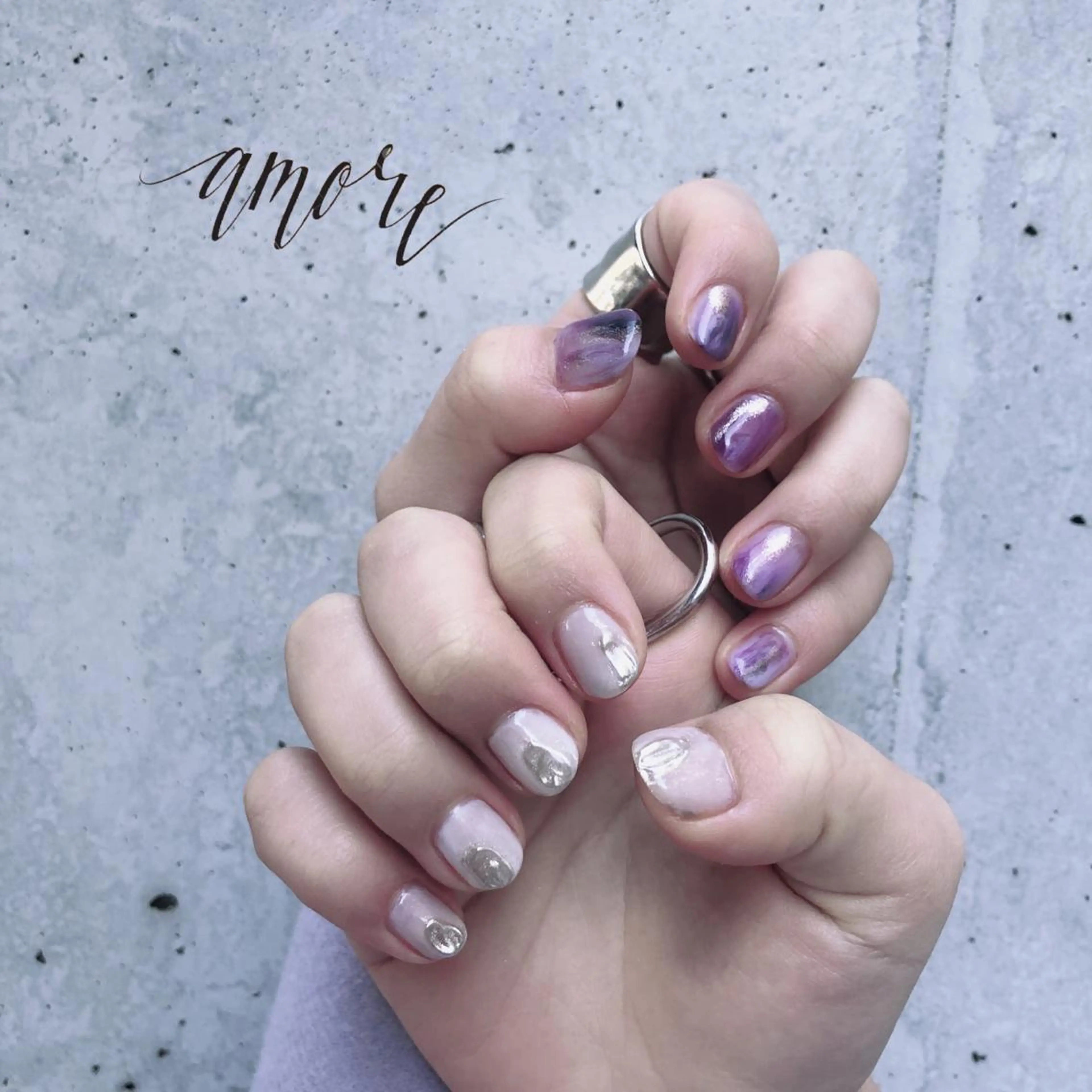 ネイル ジェルネイル ミラーネイル ニュアンスネイル You kyehwaのネイルデザイン