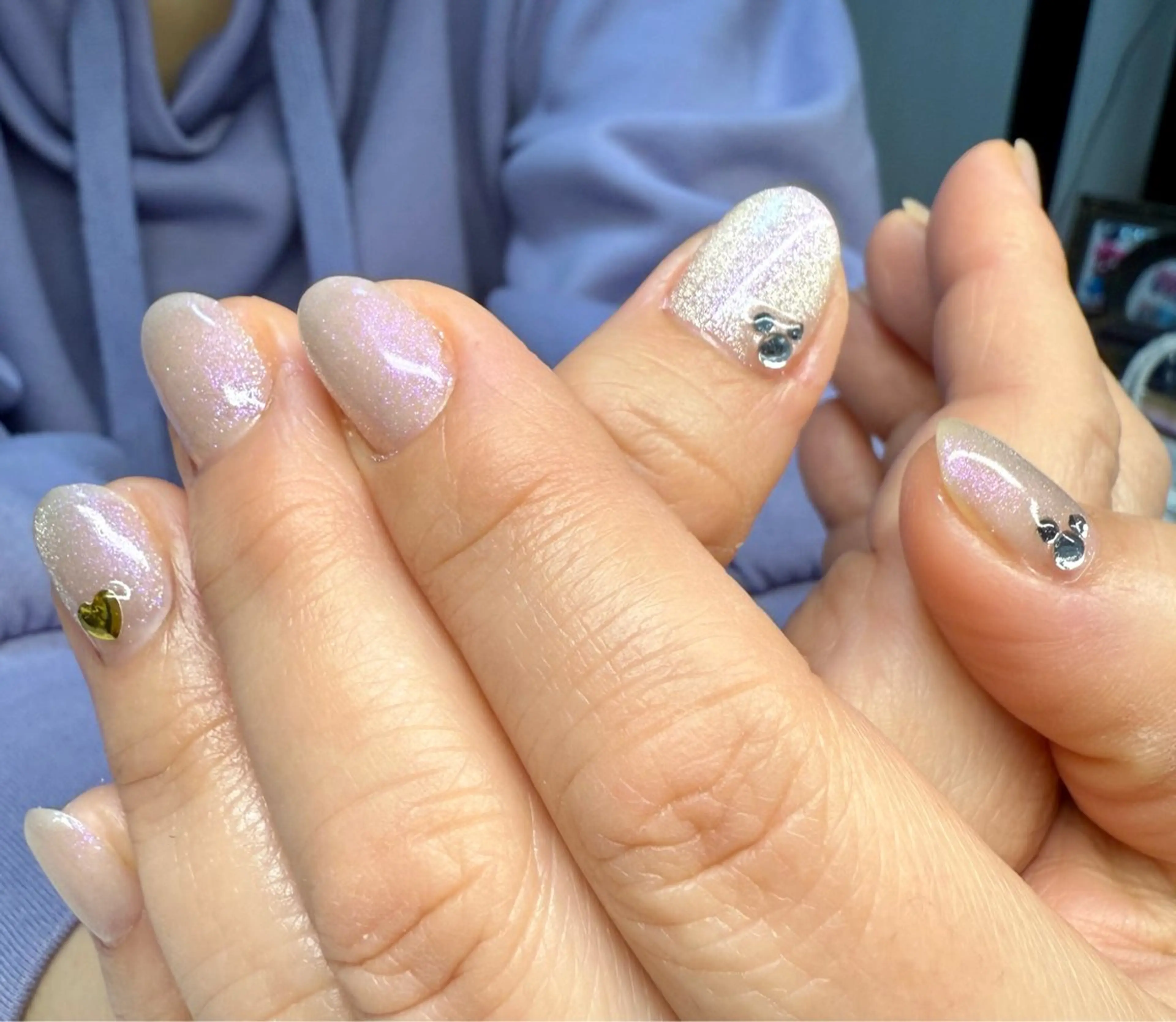 ネイル アートネイル チークネイル フレンチネイル キラキラネイル ラメ(グリッター) M.N_ nailのネイルデザイン
