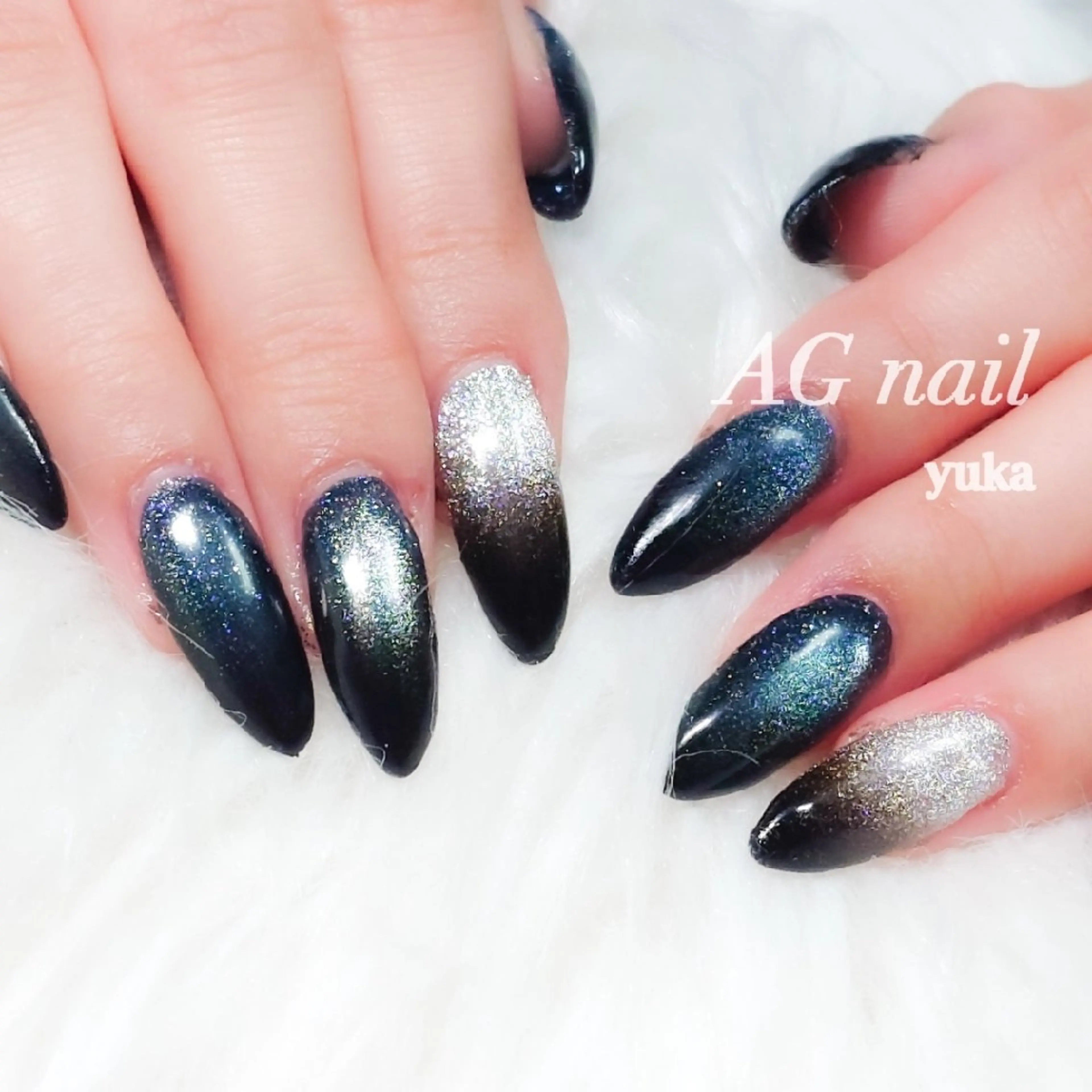 ネイル フラッシュネイル フラッシュマグ グラデーション マグネットネイル ハンドネイル ハンドケア AG nail 〚　yuka　〛のネイルデザイン