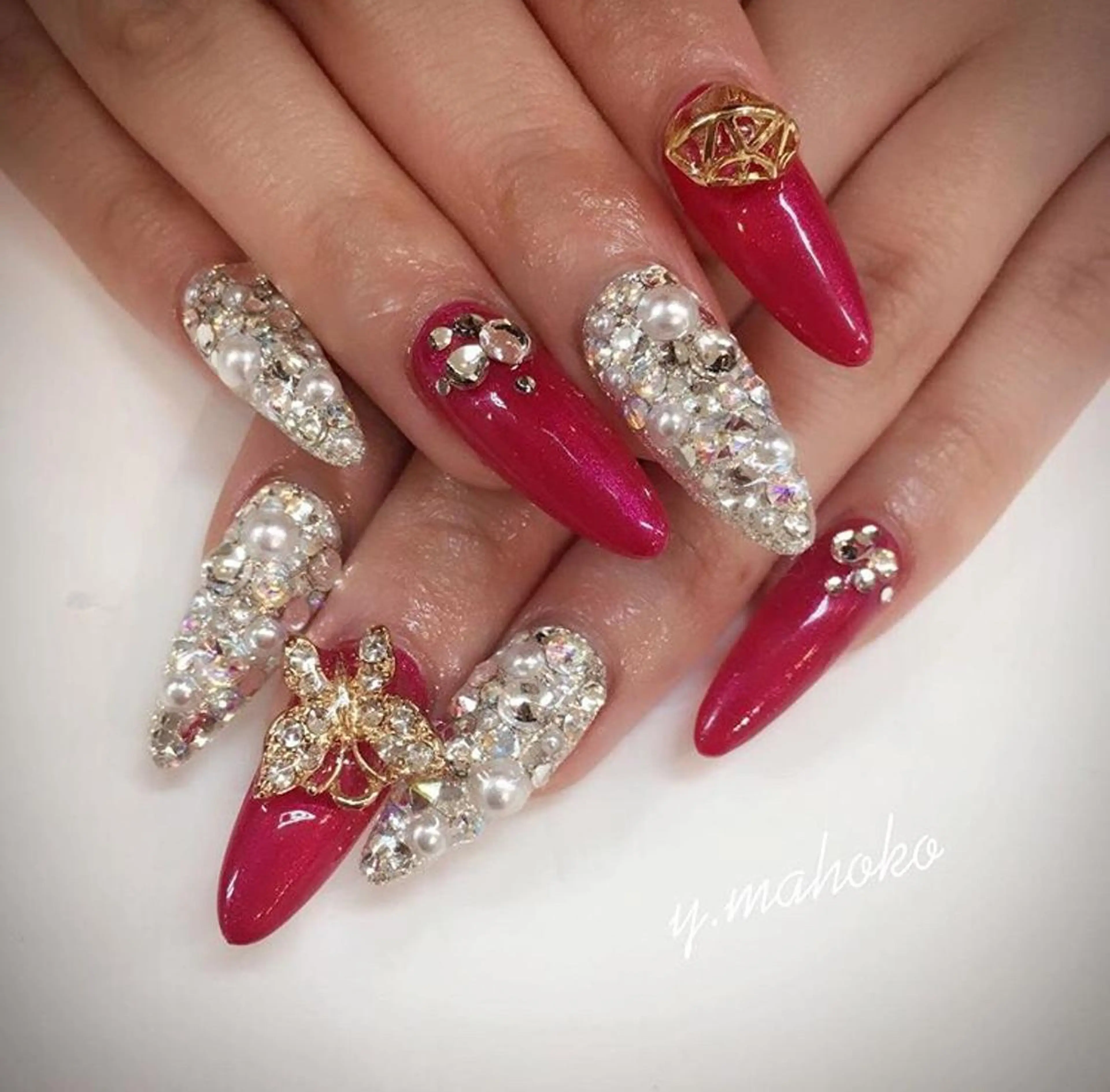 ロング ネイル She nail studio 原宿所属・パラジェル有/ スカルプ/mahoのネイルデザイン