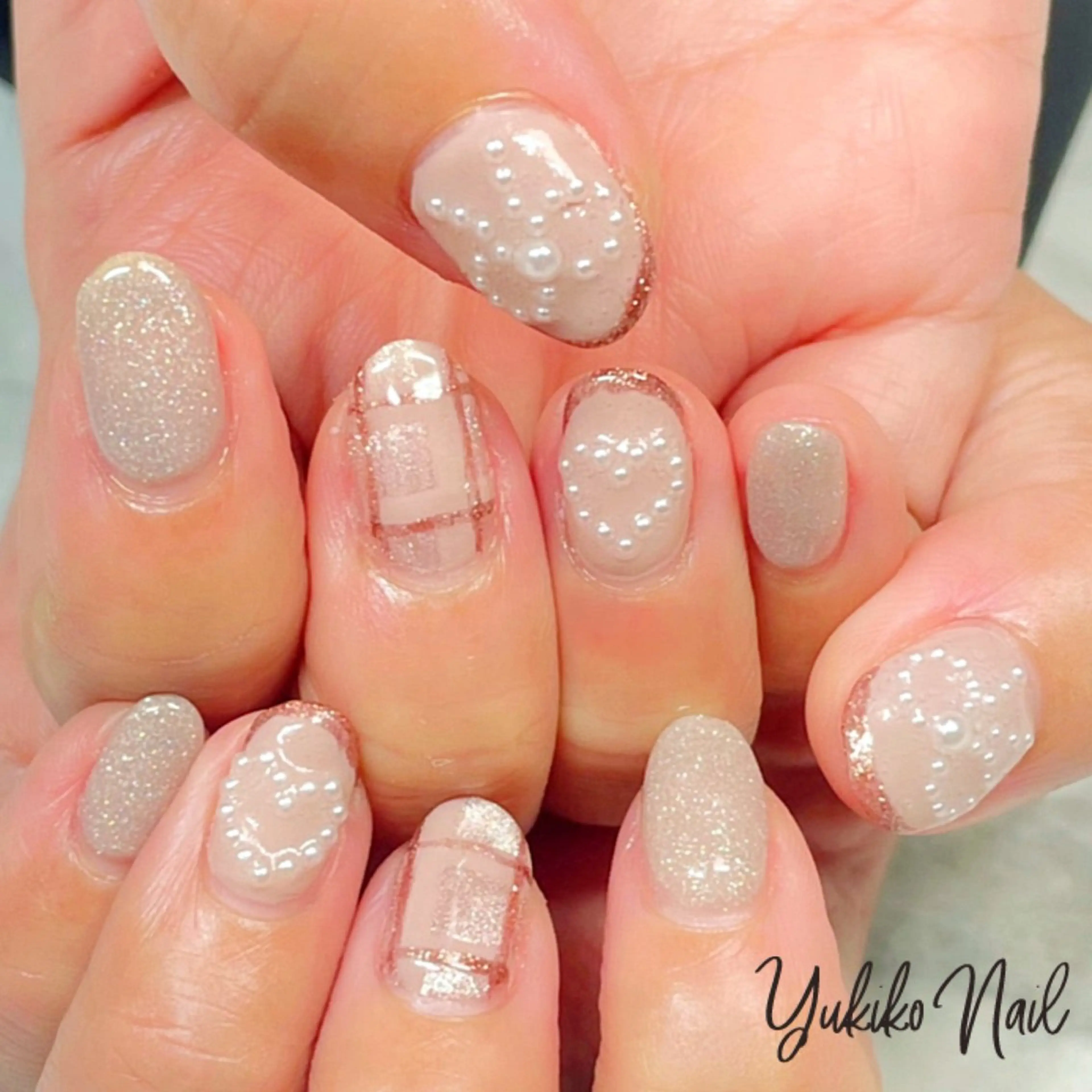 ネイル ハート マグネットネイル リボン ハンドネイル ユキコ ネイルのネイルデザイン