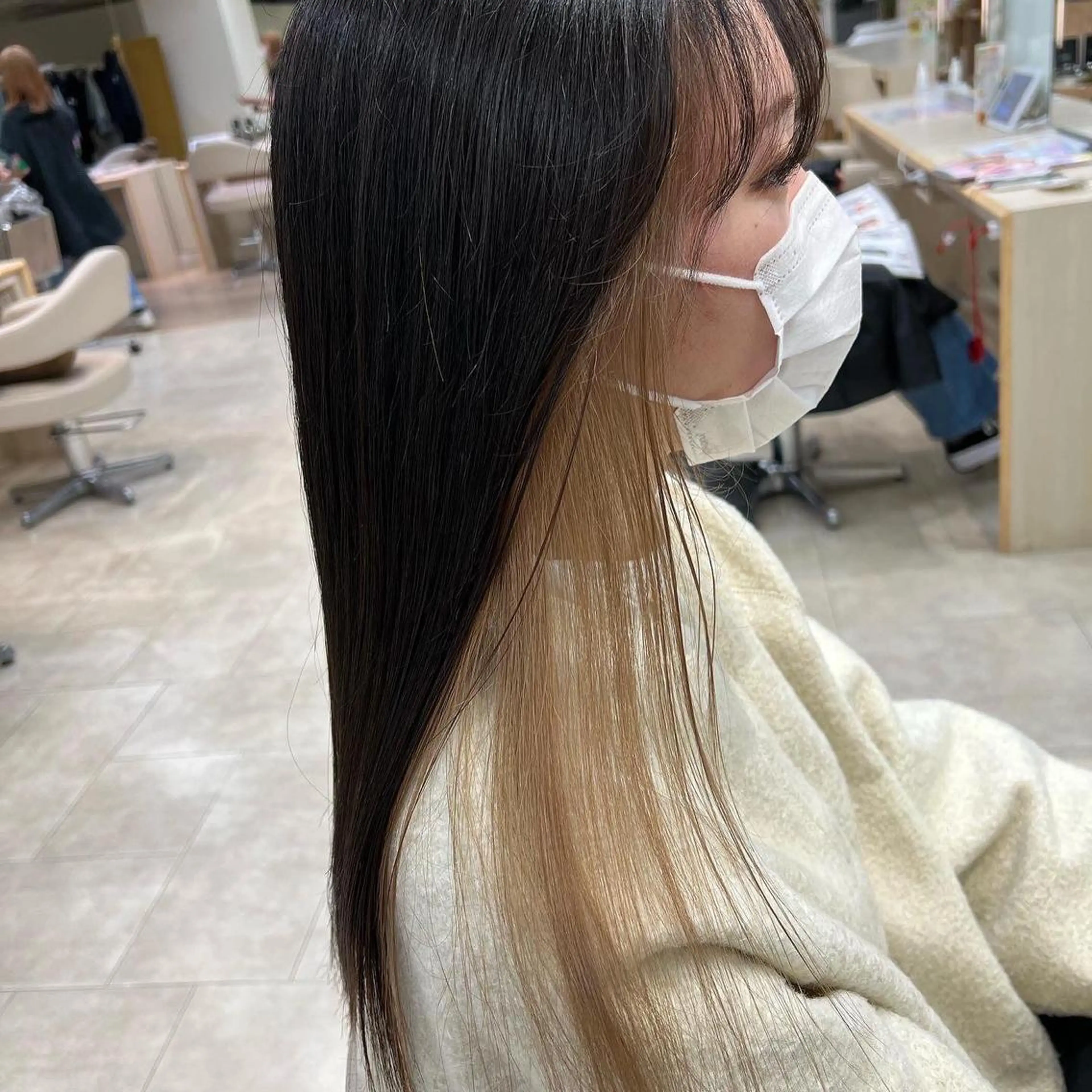 ミディアム カラー ヘアカラー トリートメント ヘアセット ハイトーン/ウルフ /レイヤー/坂野幸伸のヘアスタイル