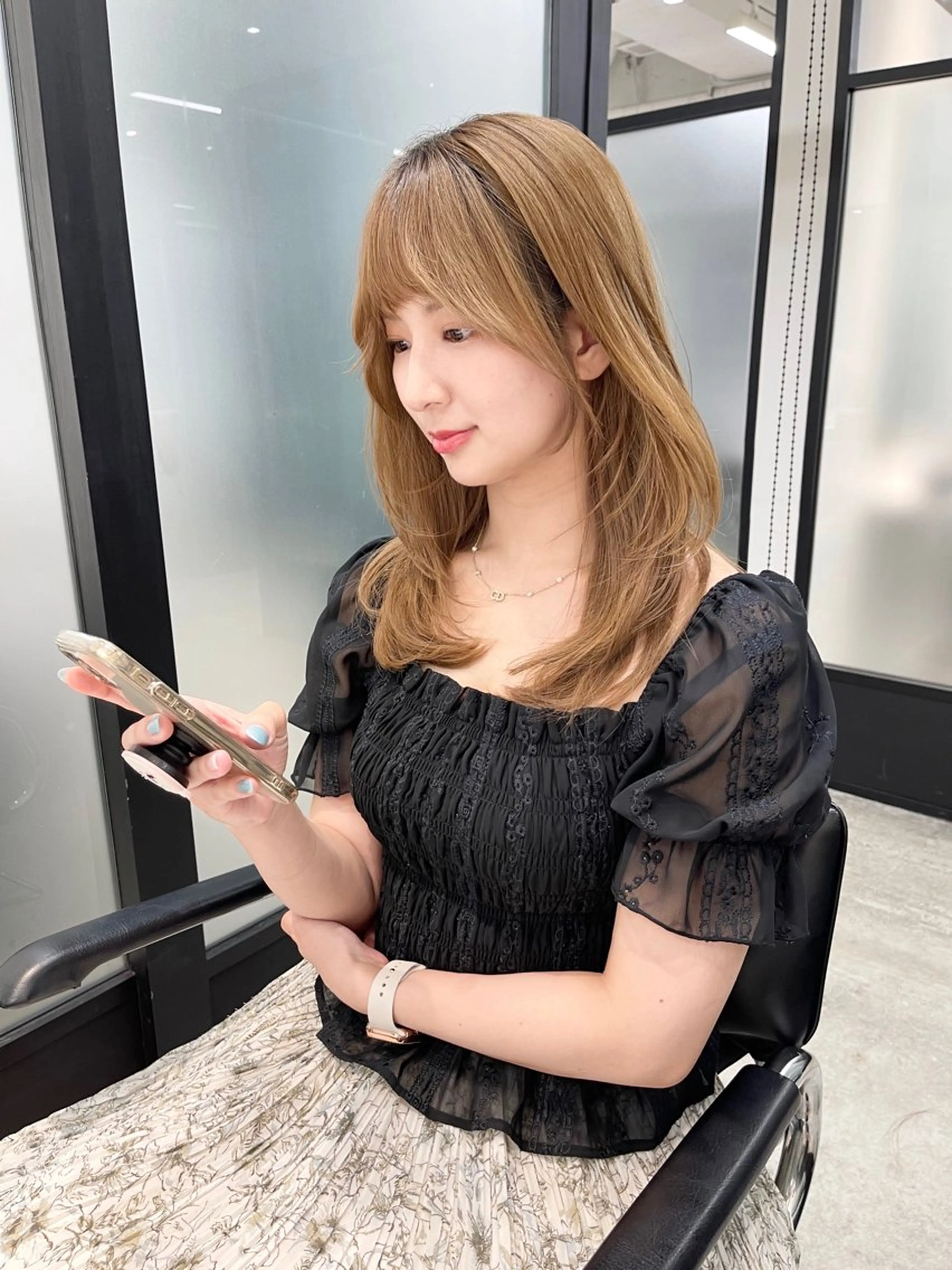 セミロング 韓国風ヘア レイヤーカット 韓国レイヤーカット 髪質改善▫️水野有真のヘアスタイル