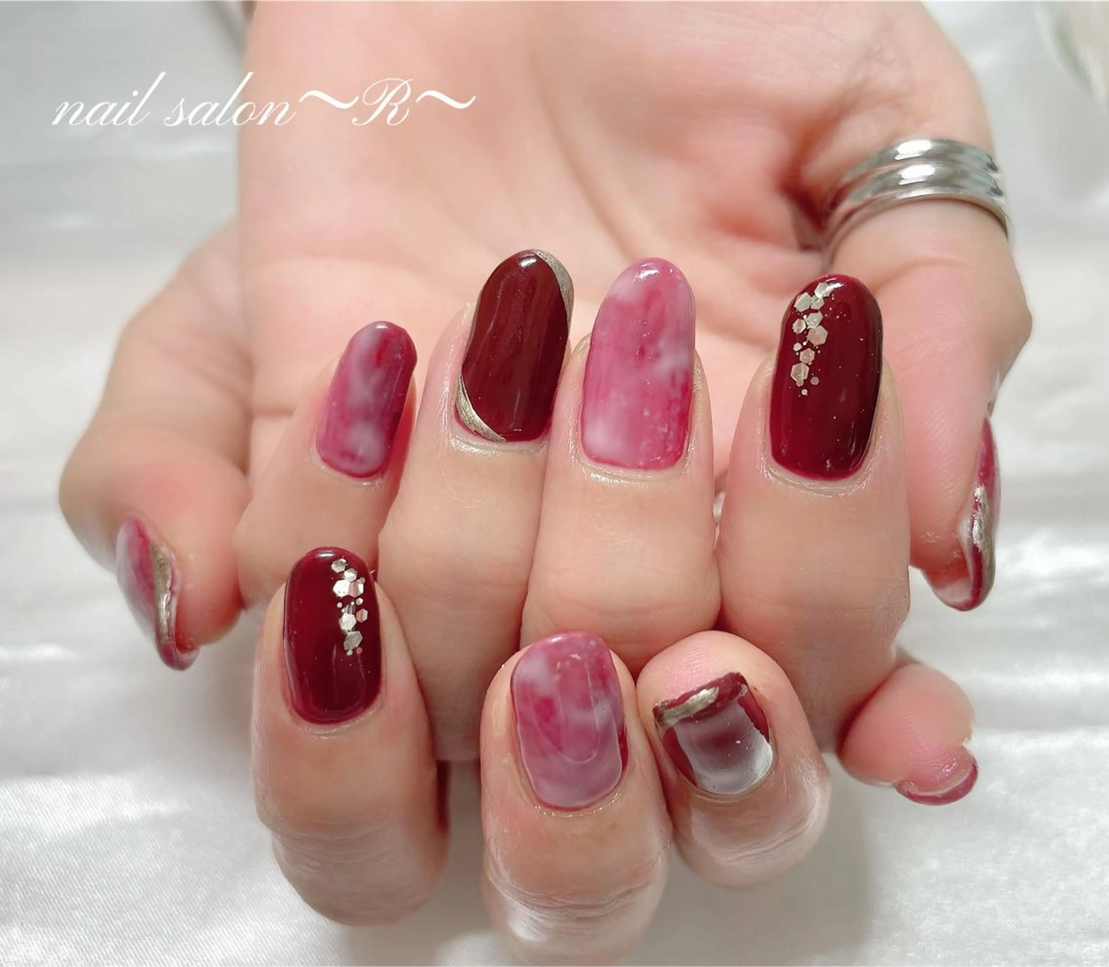 ネイル ボルドー ハンドネイル 〜 R〜 プライベートサロンのネイルデザイン