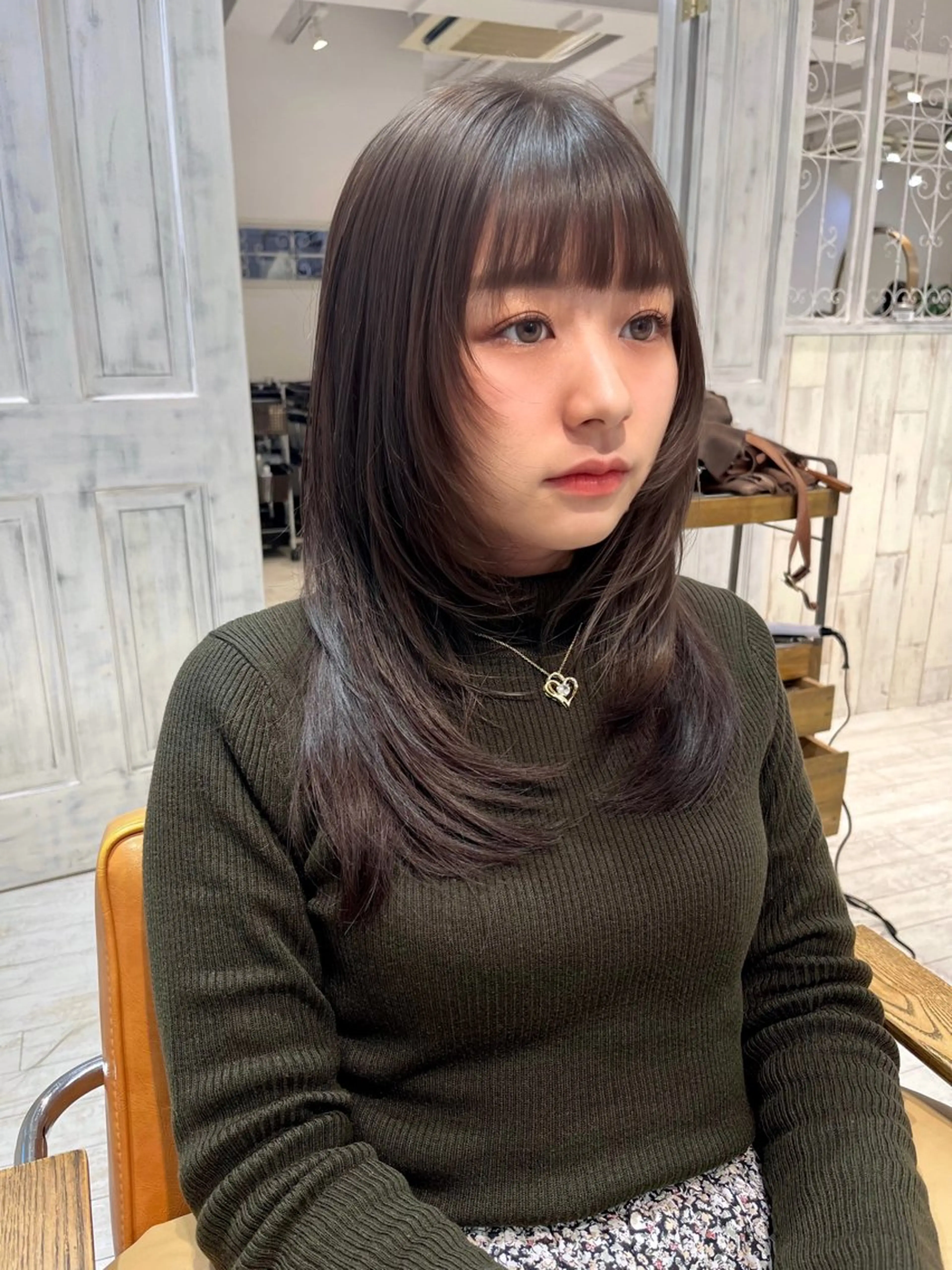 ロング カラー ブラウンカラー ラベンダーカラー レイヤーカット カット ヘアカラー 【韓国ヘア×透明感 カラー】笹谷 莉未のヘアスタイル