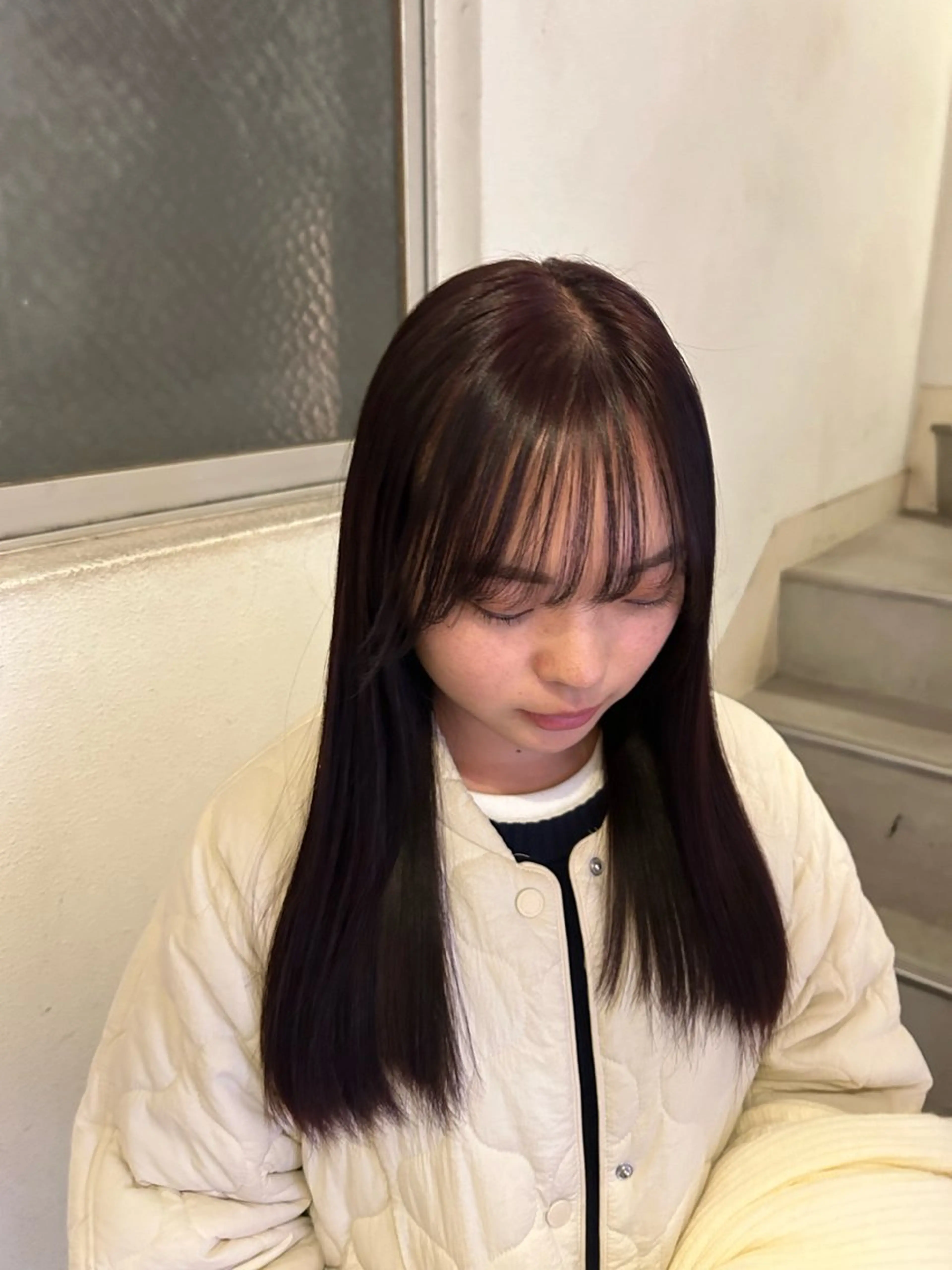 セミロング カラー ヘアカラー 愛結 暖色カラー🎀🩰のヘアスタイル