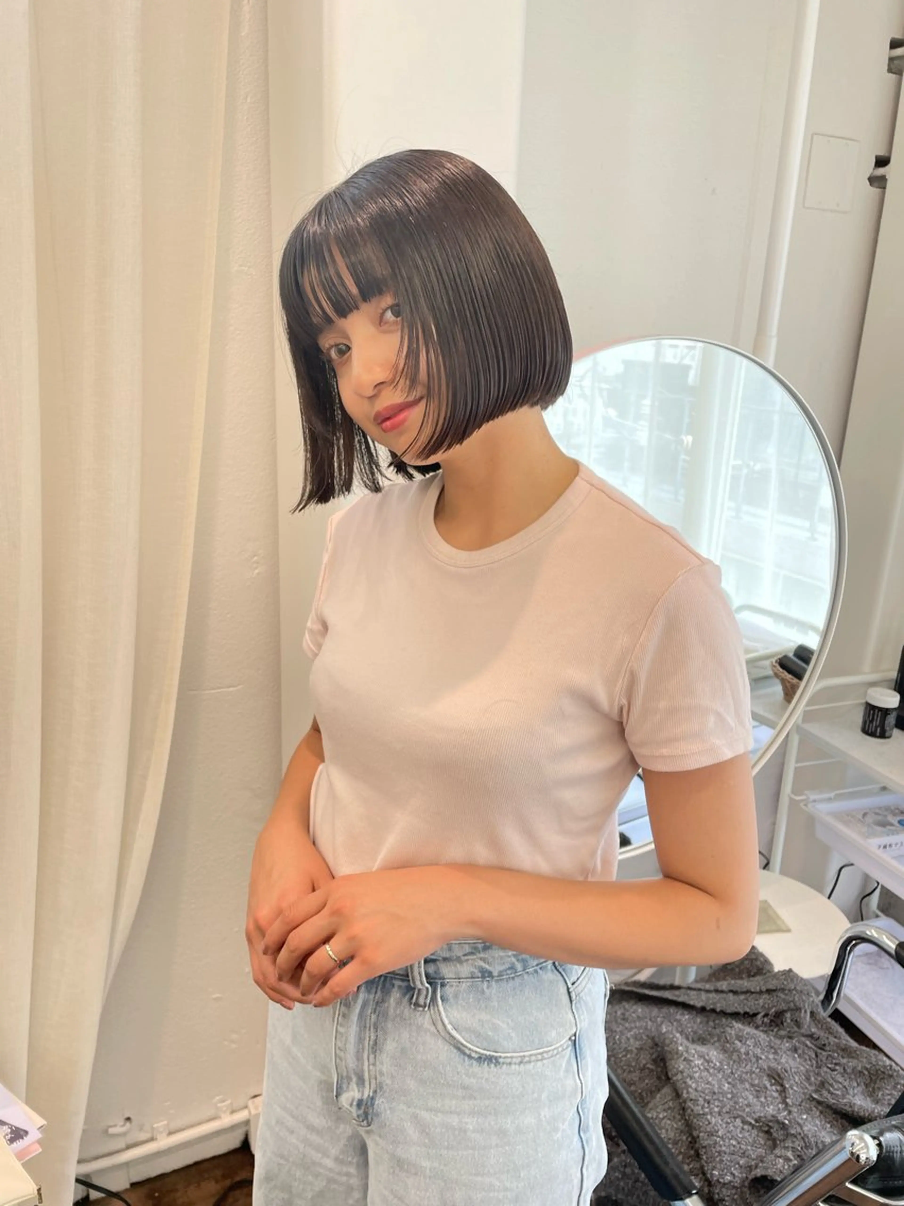 ショート カラー オリーブカラー ボブ レイヤーカット カット ヘアカラー トリートメント レイヤーカット🎀 kanaのヘアスタイル
