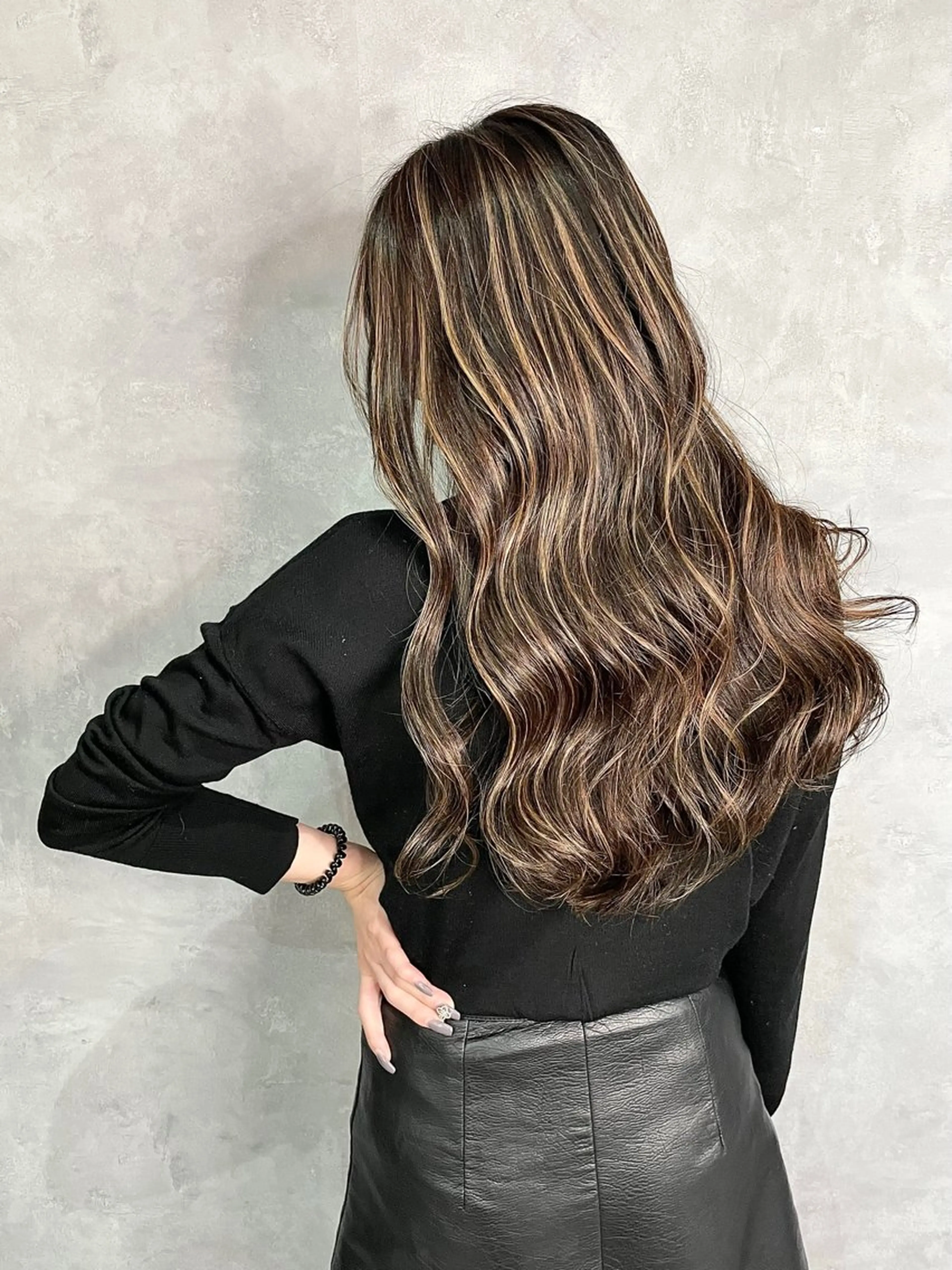 ロング ミストバング ハイライト 髪質改善 ヨシンモリ 韓国風ヘア HAIR SMILE COEURのヘアスタイル