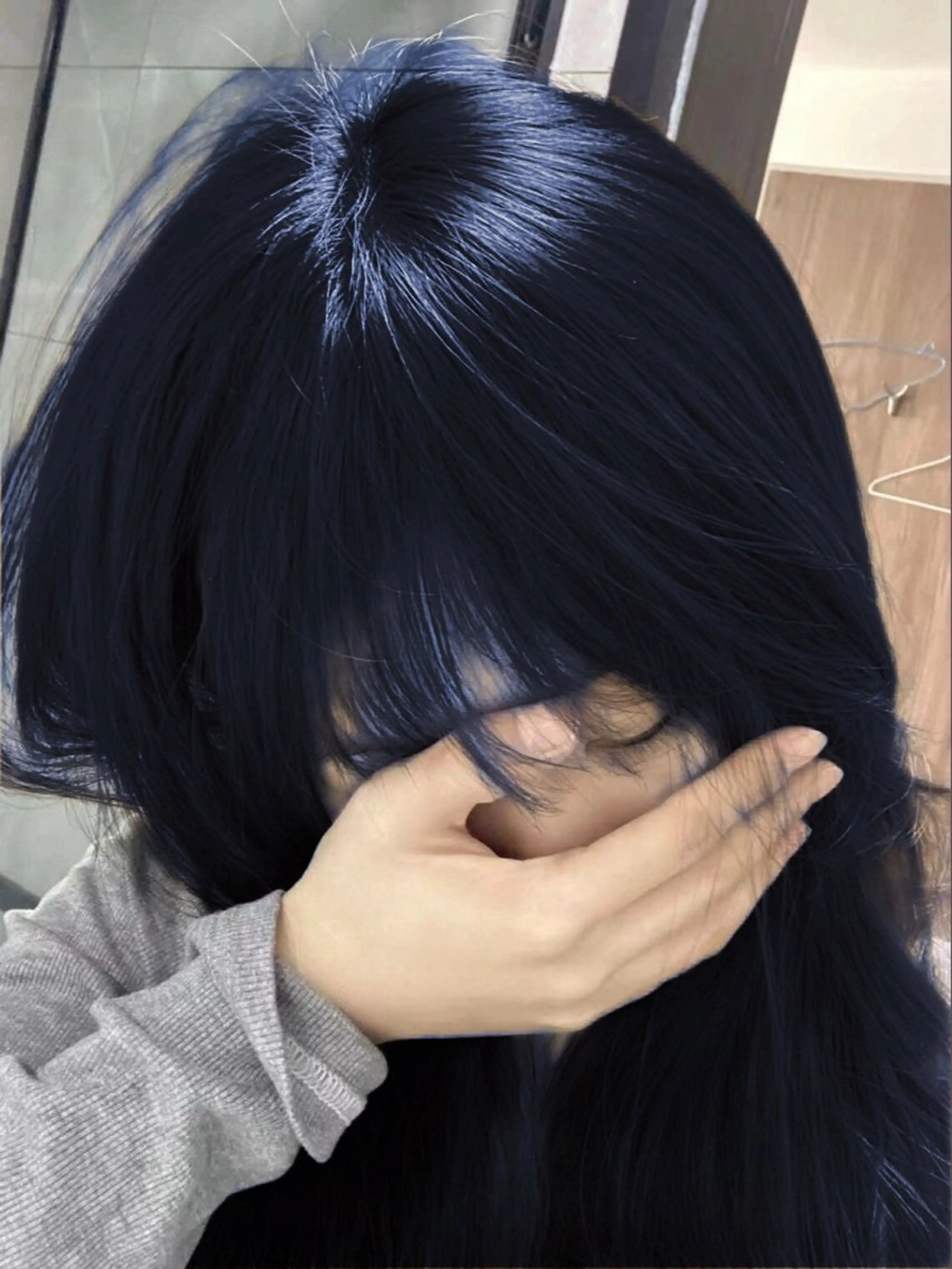 ロング カラー ネイビーカラー ブリーチなし🌼トレ ンド🌼似合わせのヘアスタイル