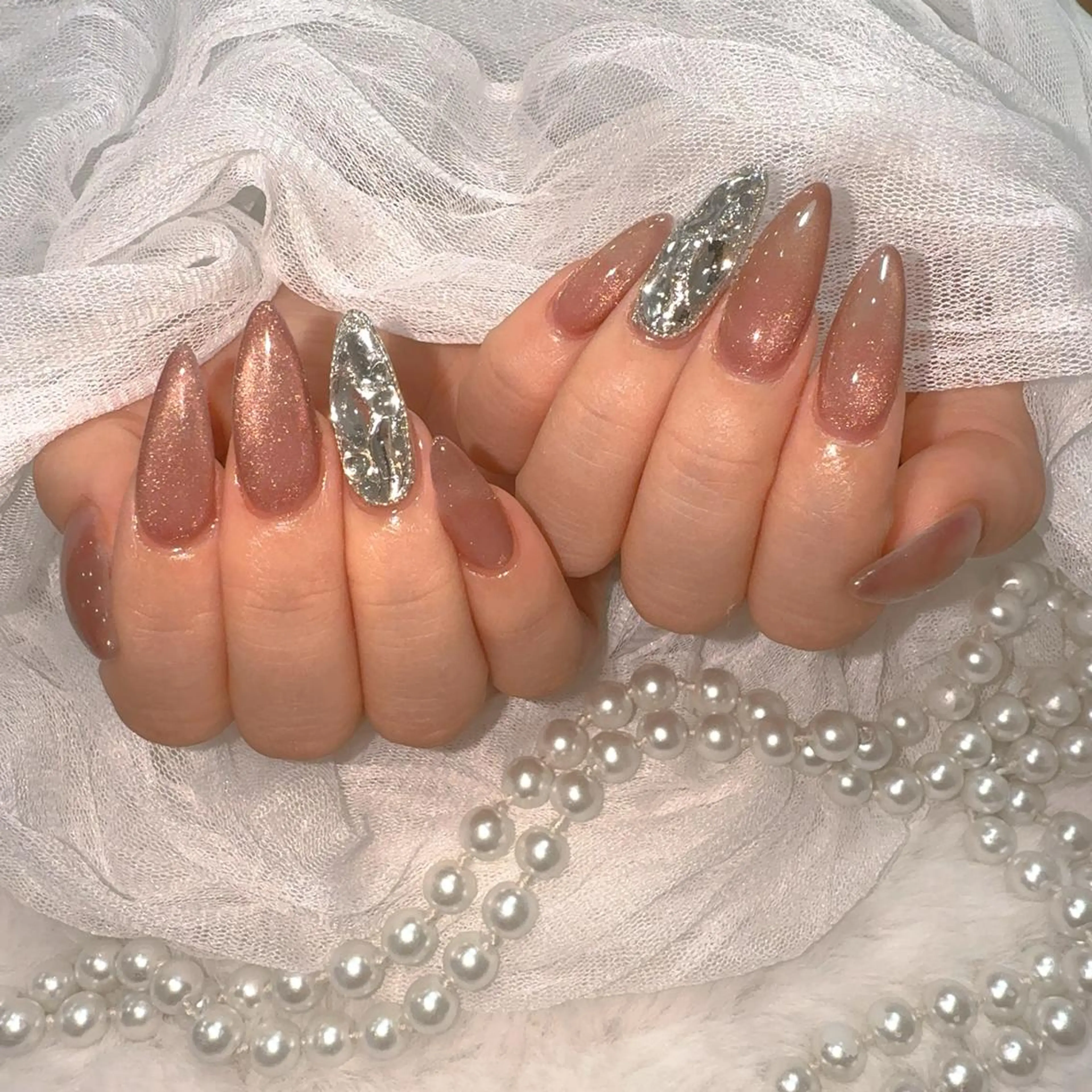 ネイル アートネイル フラッシュネイル フレンチネイル ジェルネイル ガラスフレンチ You&Me Yuiのネイルデザイン