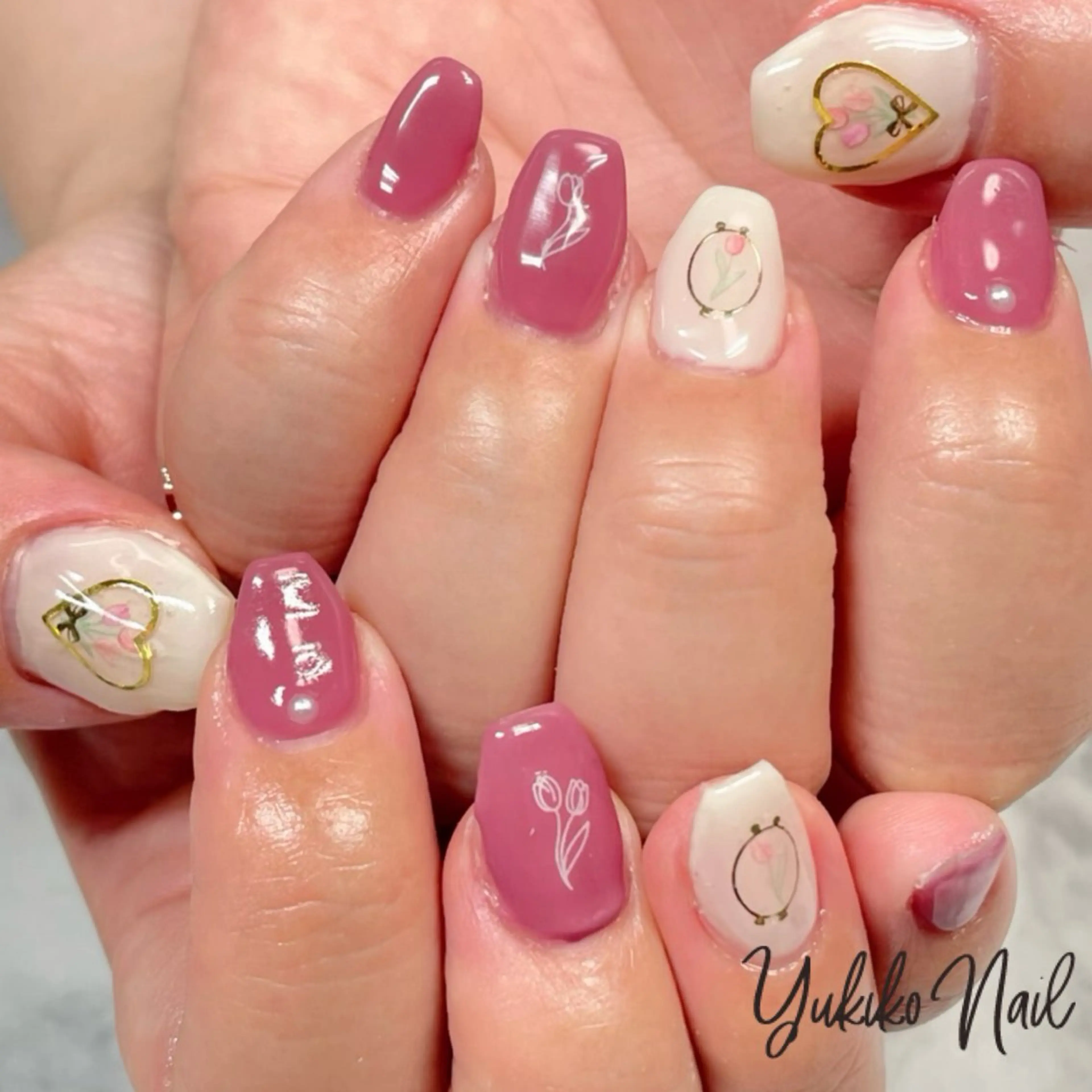 ネイル フラワーネイル 持ち込み 春ネイル ハンドネイル ユキコ ネイルのネイルデザイン