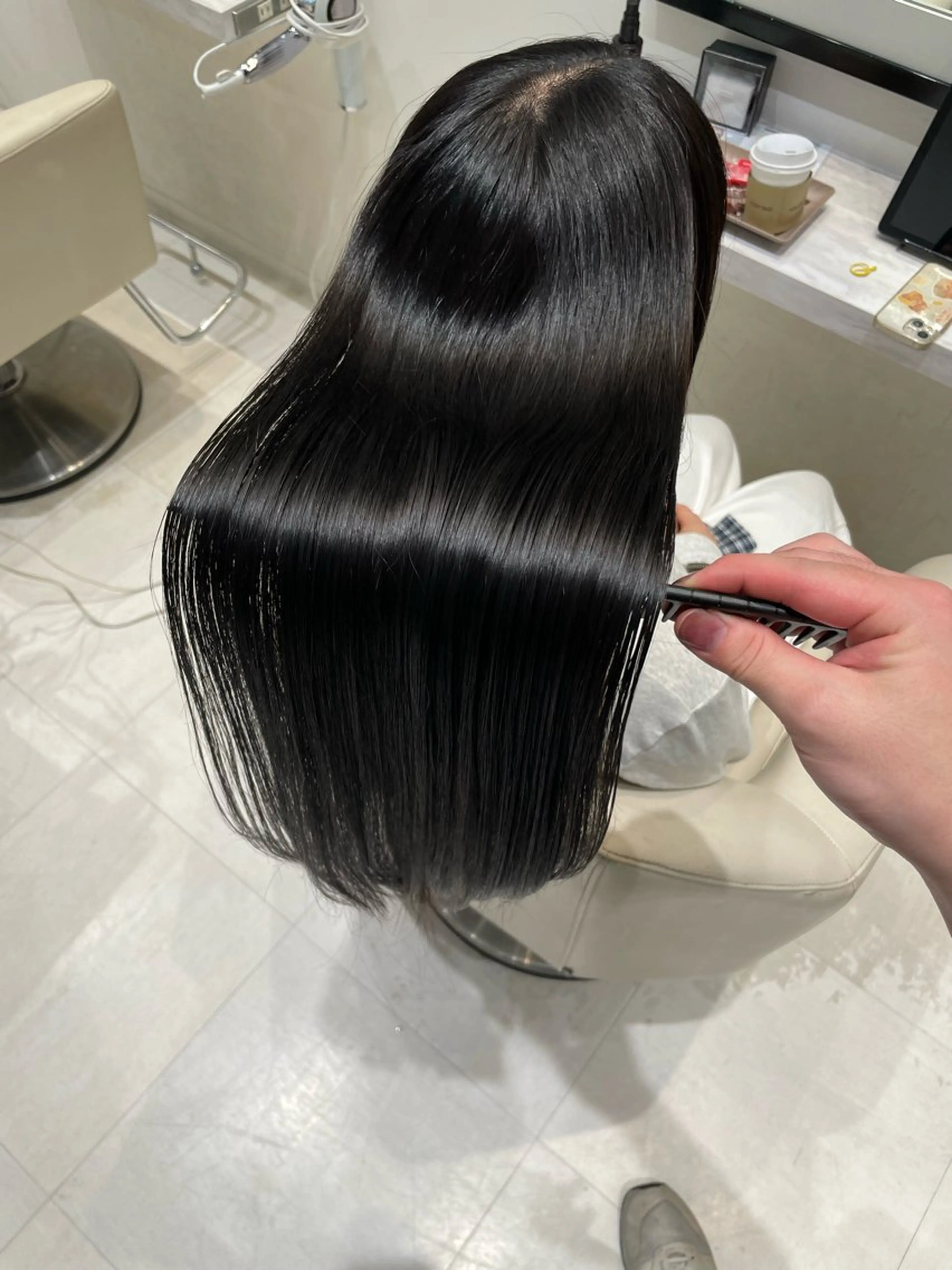 ロング パーマ カット 縮毛矯正 トリートメント k-twoたき✨艶感 カラー／美髪矯正のヘアスタイル