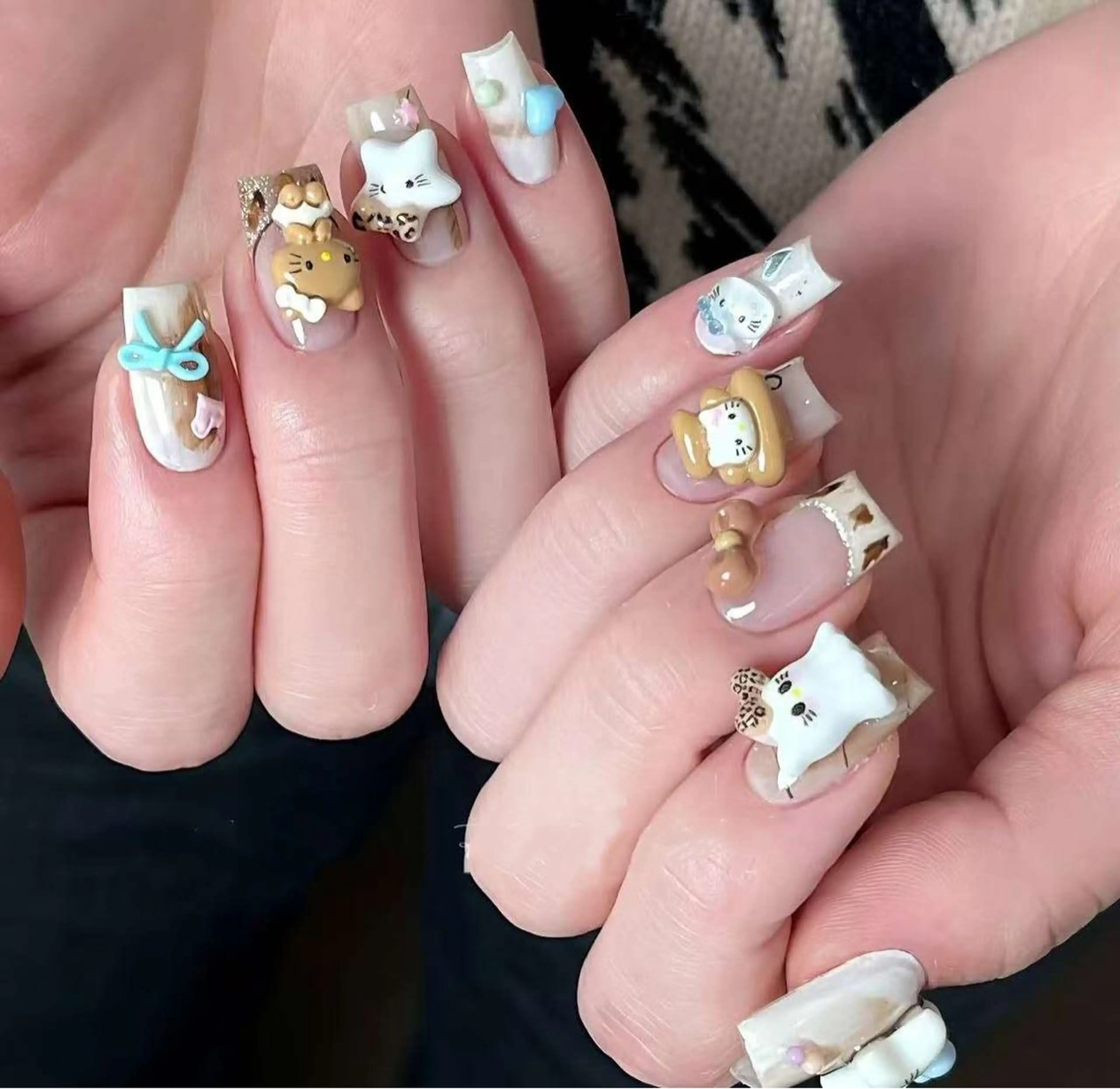 ネイル フラワーネイル フレンチネイル ジェルネイル ガラスフレンチ ハート ハンドネイル BabyYouMi ねねのネイルデザイン