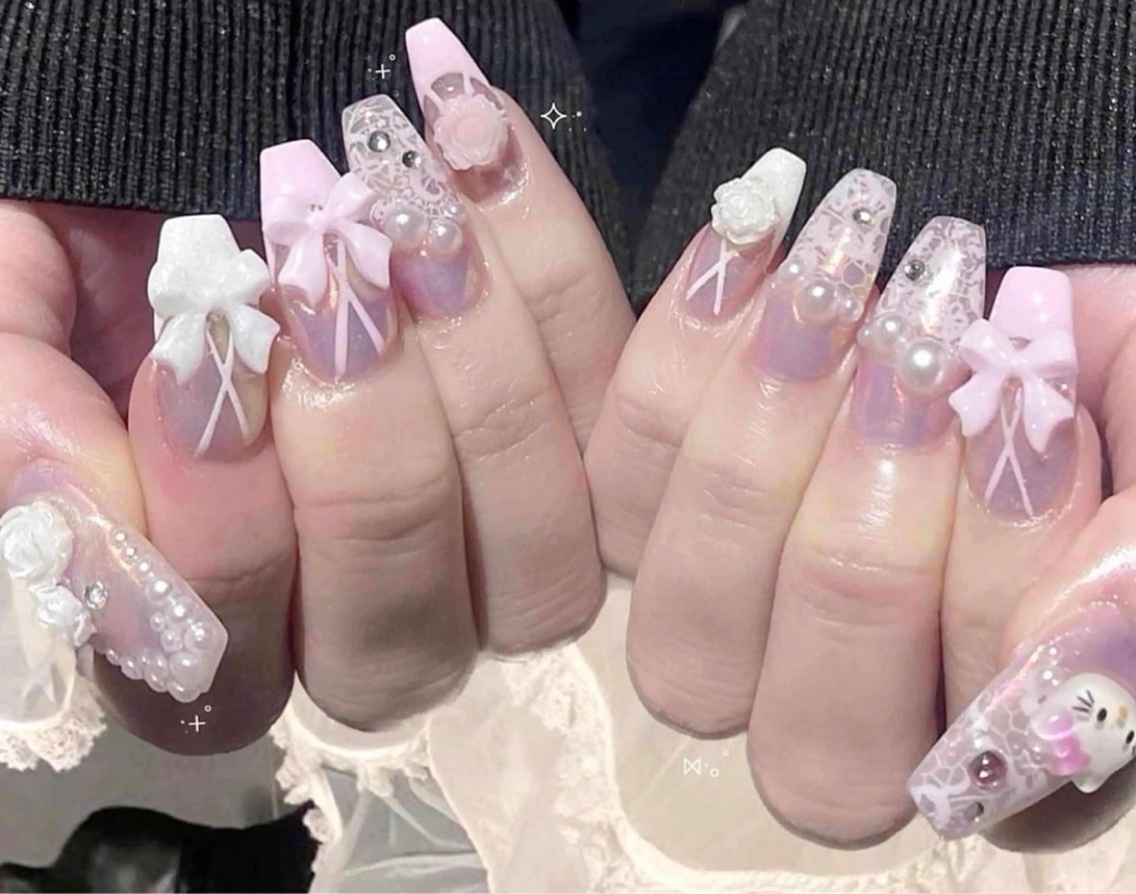 ネイル マグネットネイル ピンク ネイルチップ 冬ネイル Lee Nailsのネイルデザイン