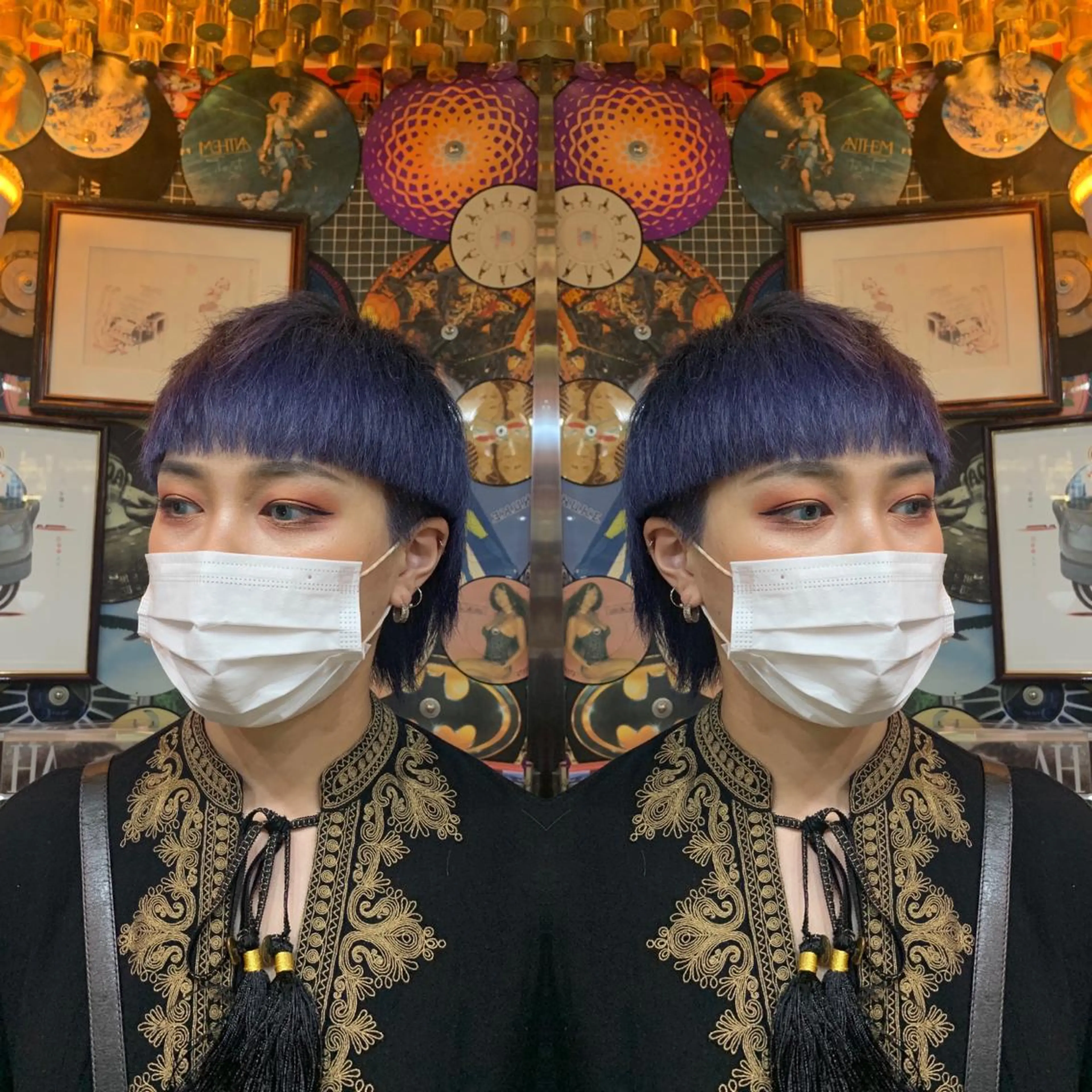 ショート カラー ブルーカラー ウルフカット haco+所属・🌈派手髪エクステ ブレイズ🌈ひろとのヘアスタイル