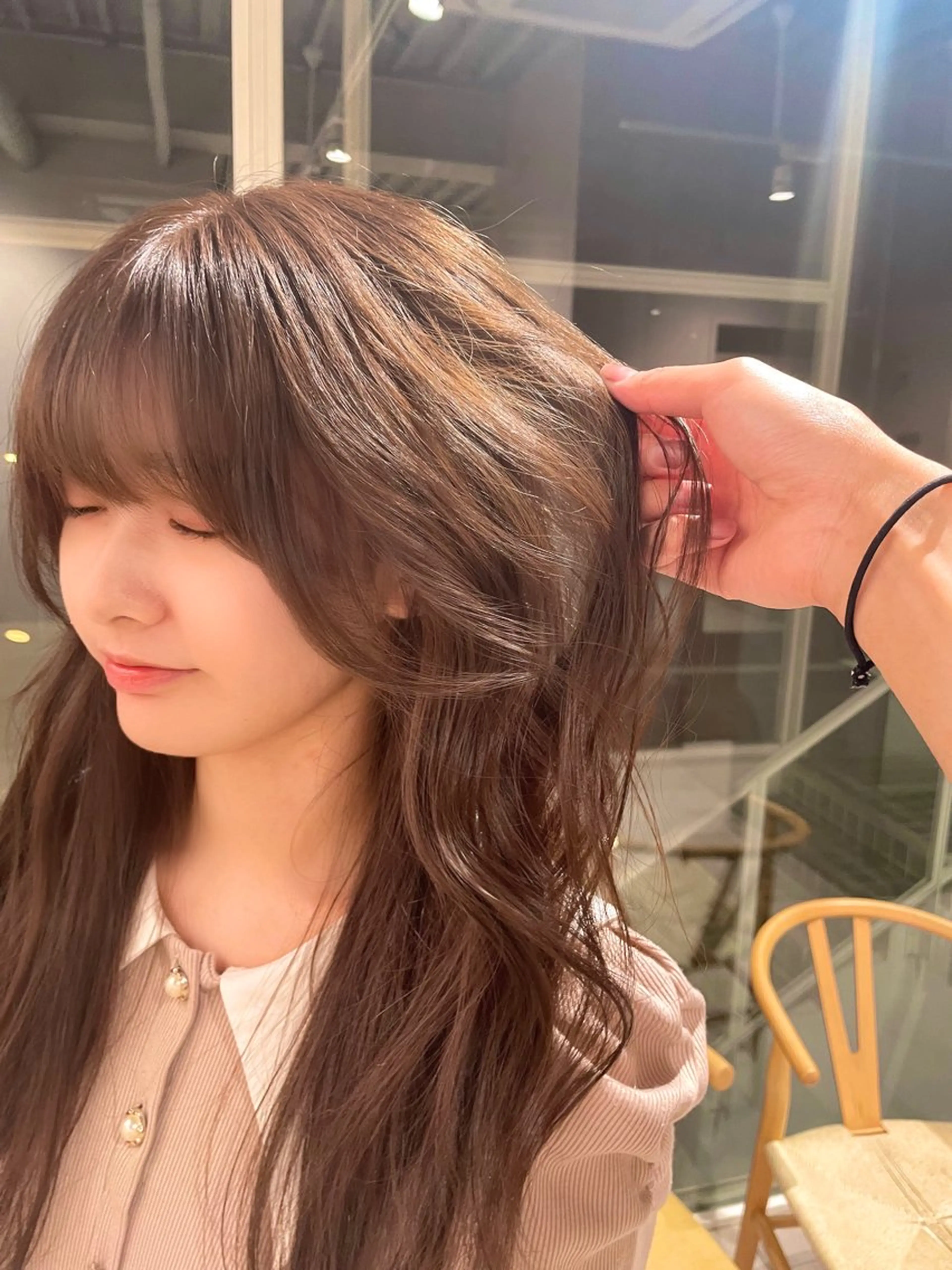 ロング カラー ヘアカラー トリートメント ren ボブロブ/ミディアムのヘアスタイル