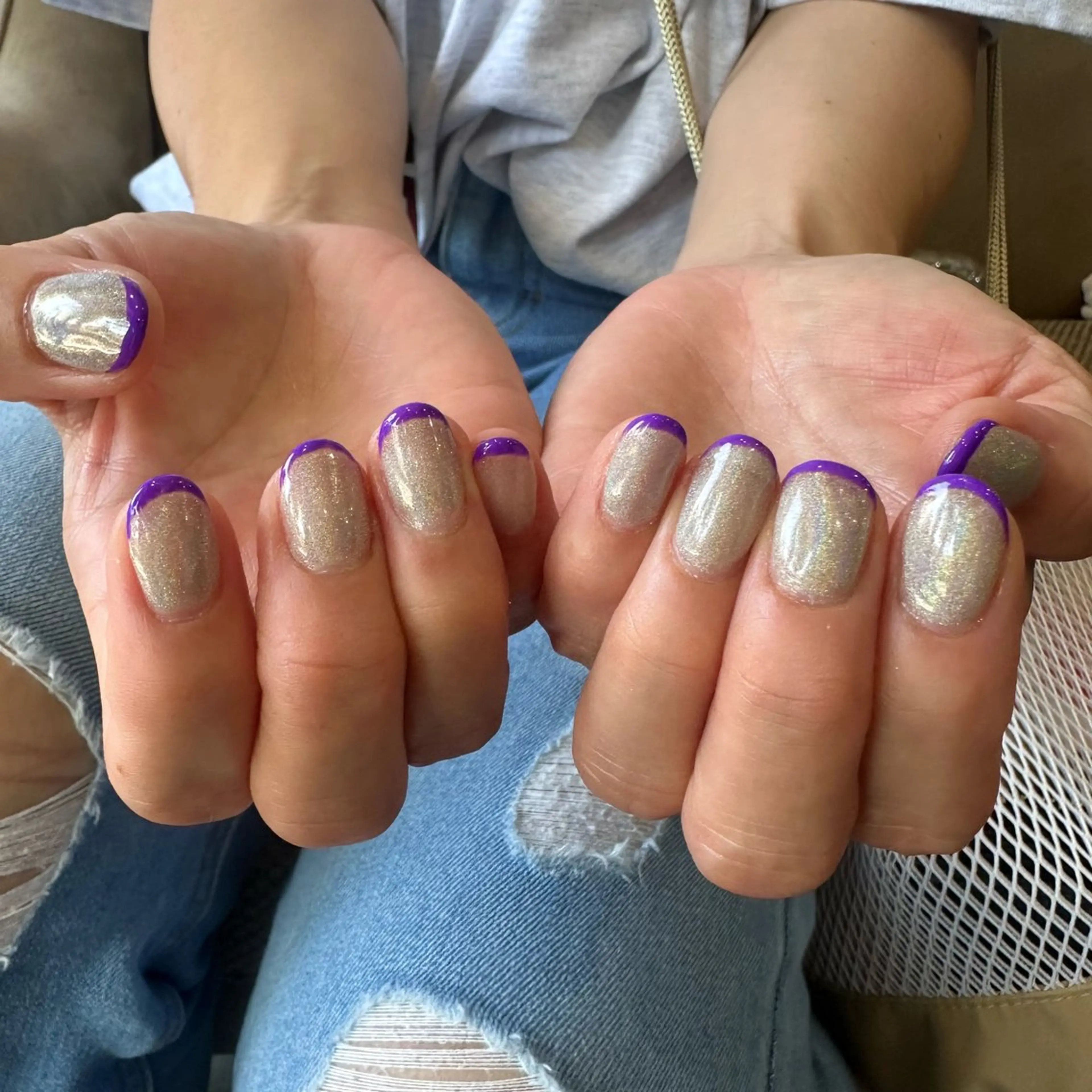 ネイル フレンチネイル キラキラネイル マグネットネイル atelier salon Mar’s鶴ヶ島 アットホームサロン所属・a Tomokaのネイルデザイン