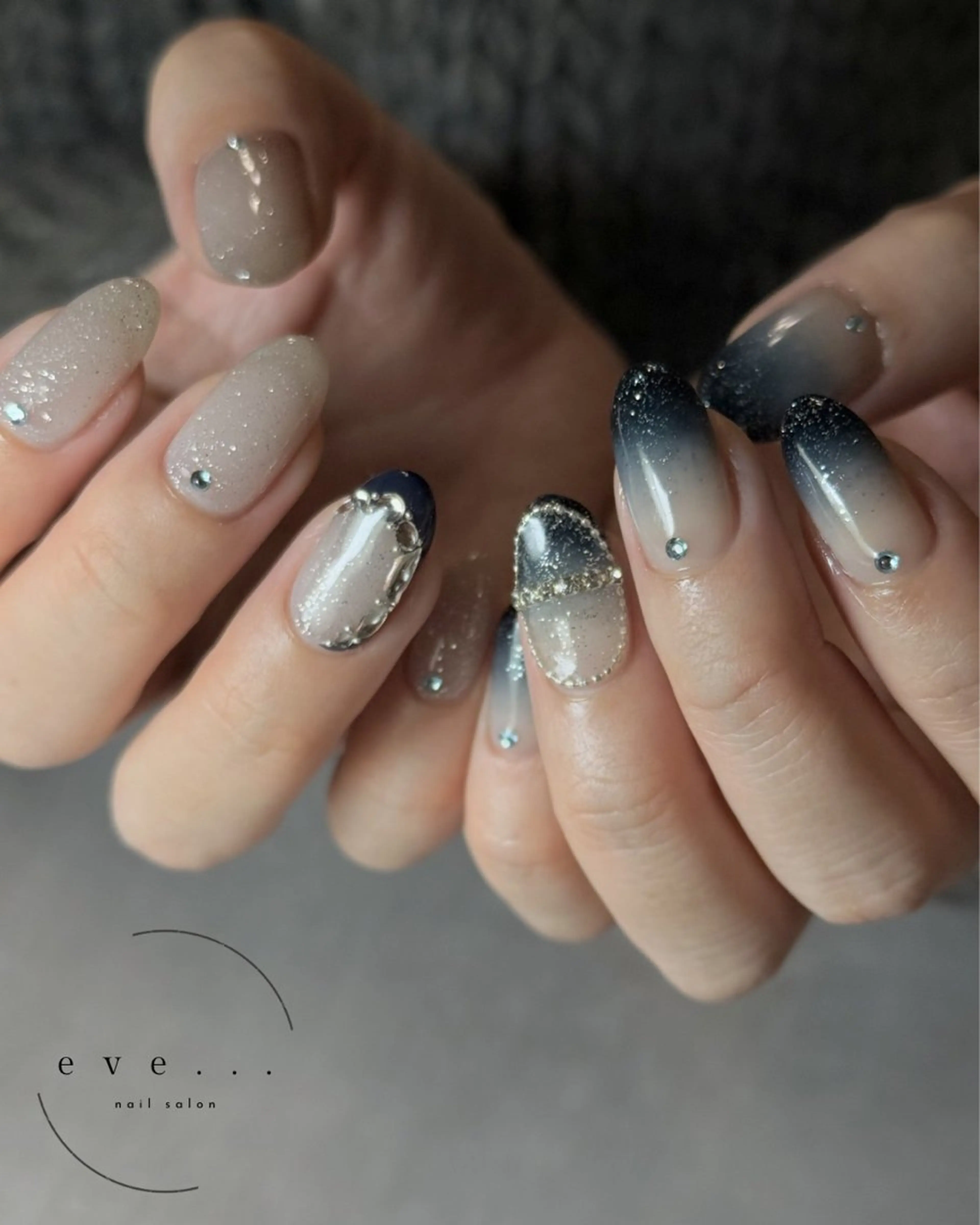 ネイル ネイビー ハンドネイル nail salon eve...のネイルデザイン