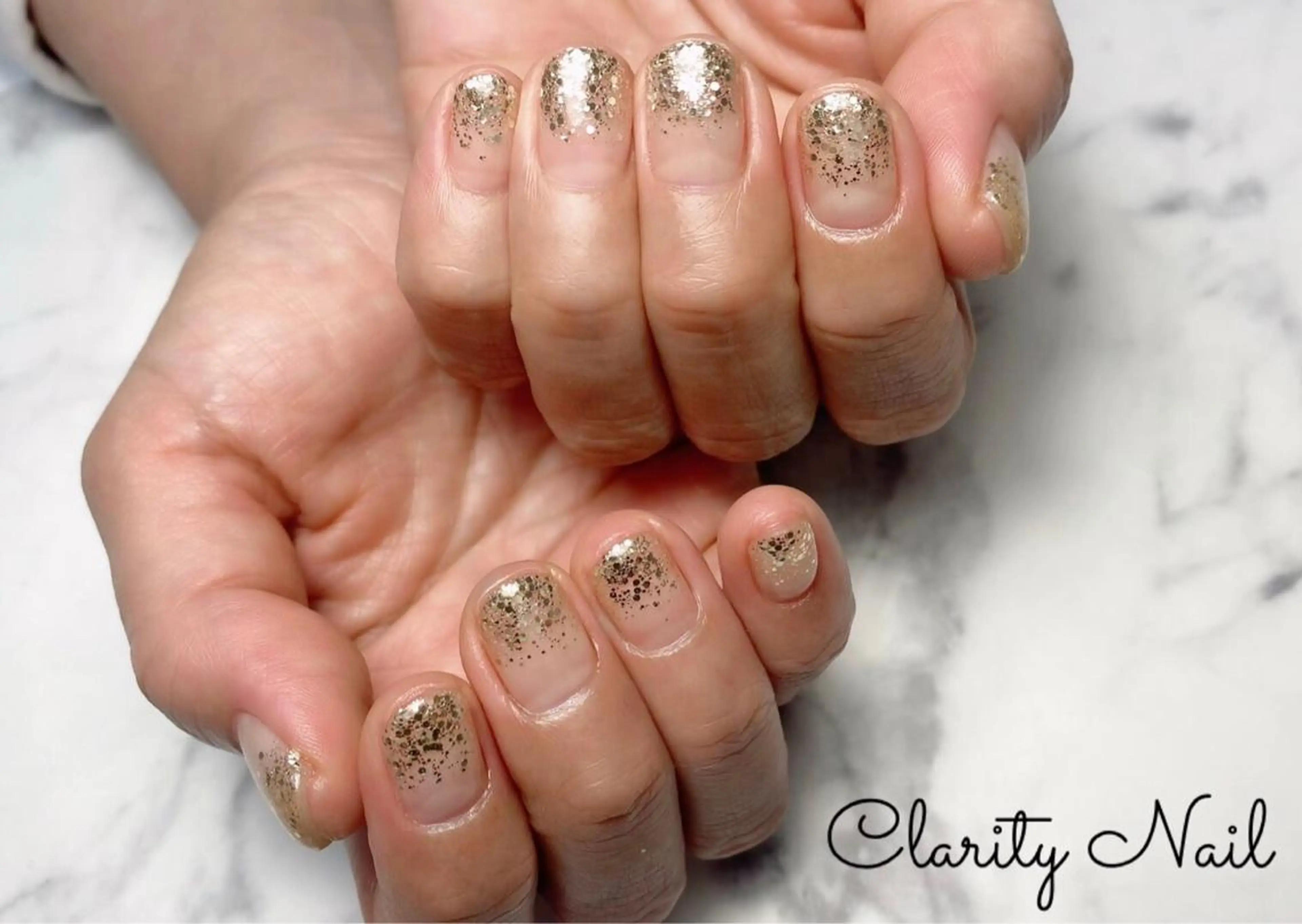 ネイル グラデーション ラメ(グリッター) ラメグラデーション ハンドネイル Clarity Nailのネイルデザイン