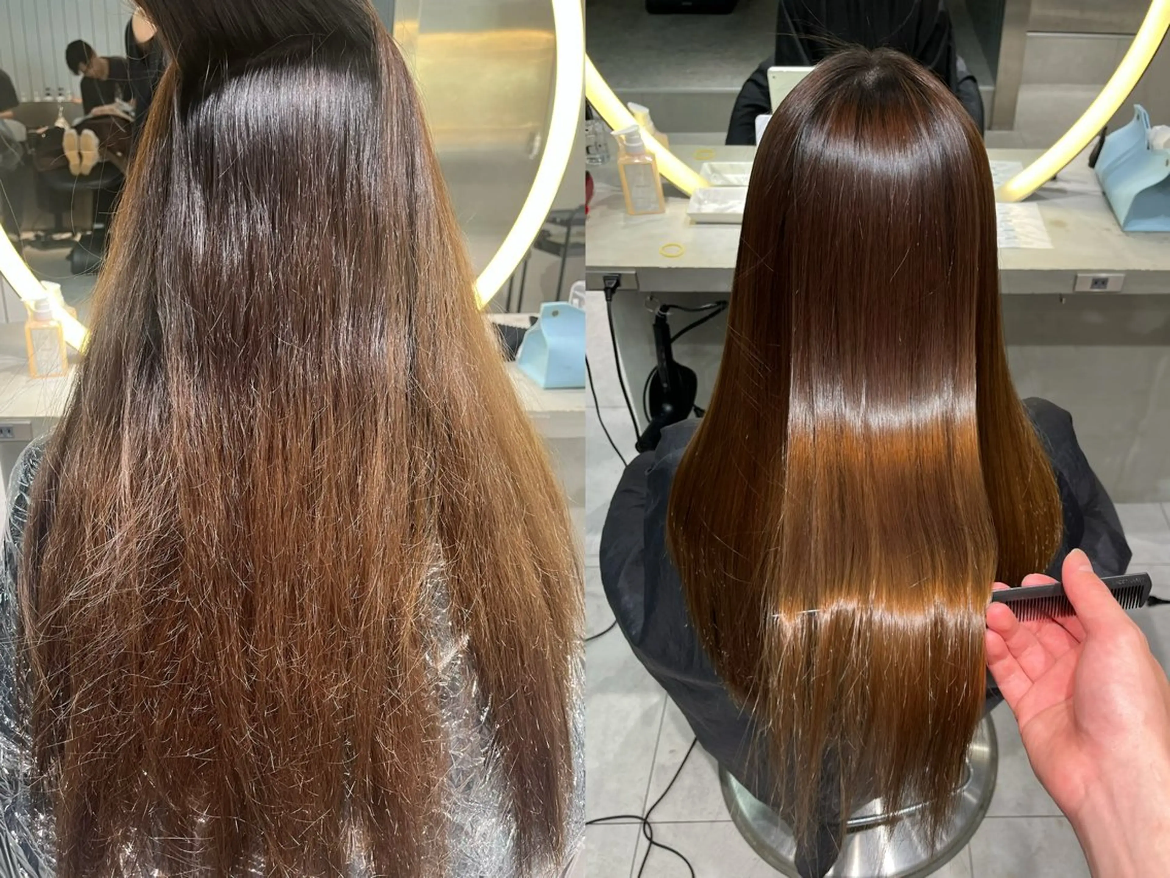 ロング パーマ 縮毛矯正 レイヤー/髪質改善 /くびれショート加納のヘアスタイル