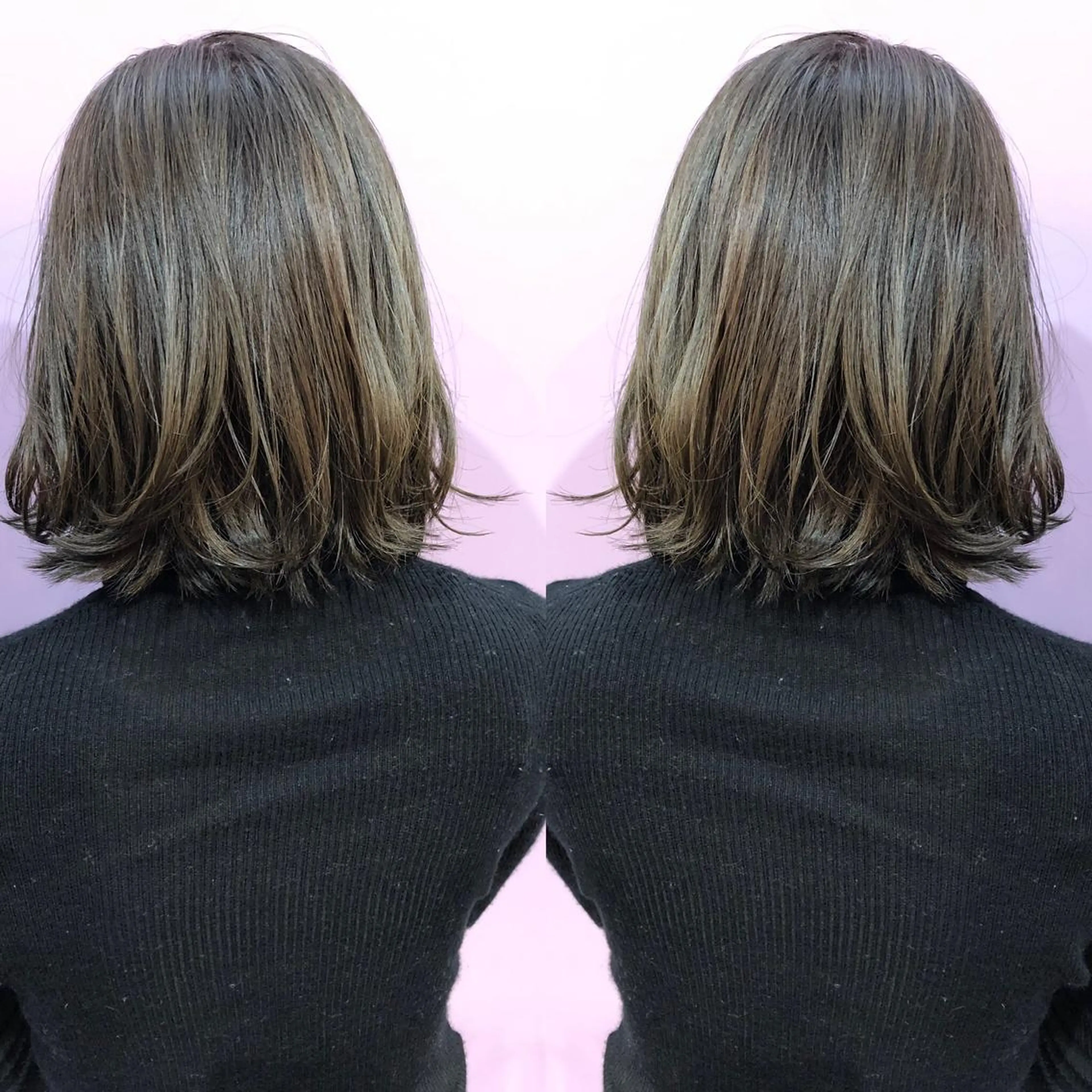 ミディアム カラー パーマ ブリーチ ブリーチなしカラー ボブ 外国人風カラー 細川 亮のヘアスタイル