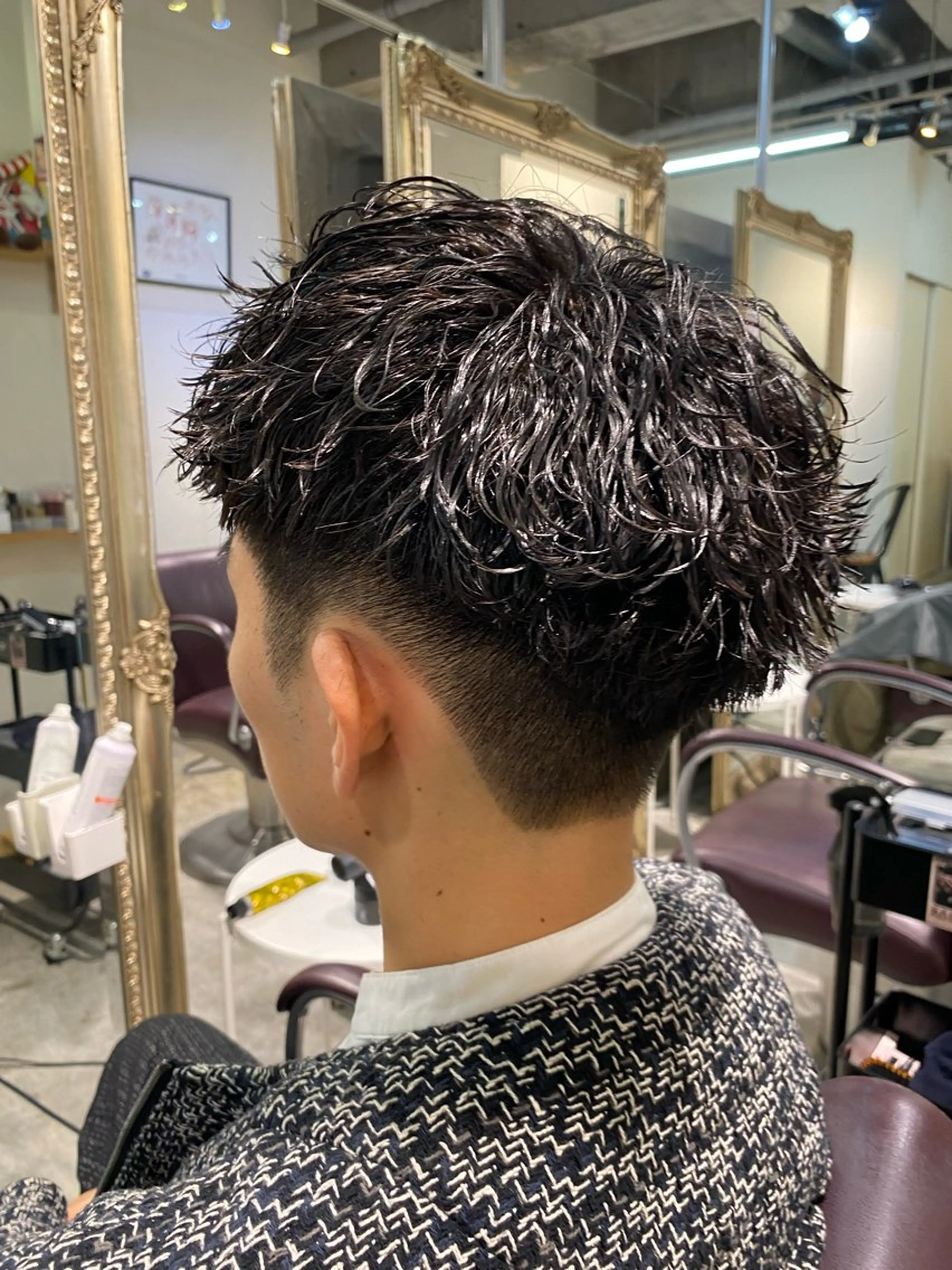 ショート パーマ メンズ カット パーマ パーマ特化/フェザー パーマシャドウ/真生のヘアスタイル