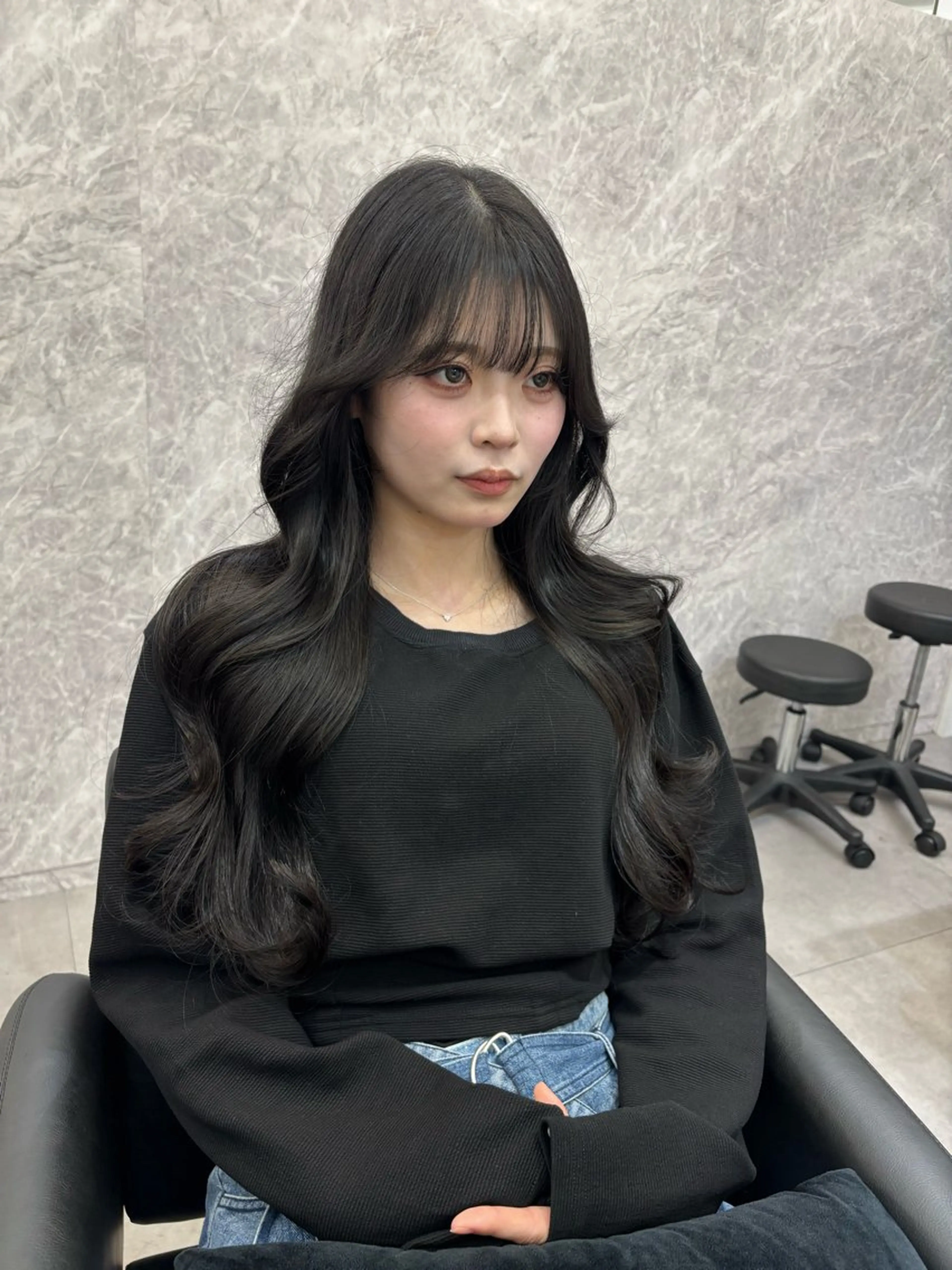 ロング カット ヘアカラー トリートメント 酸性縮毛矯正 Coreすずのヘアスタイル