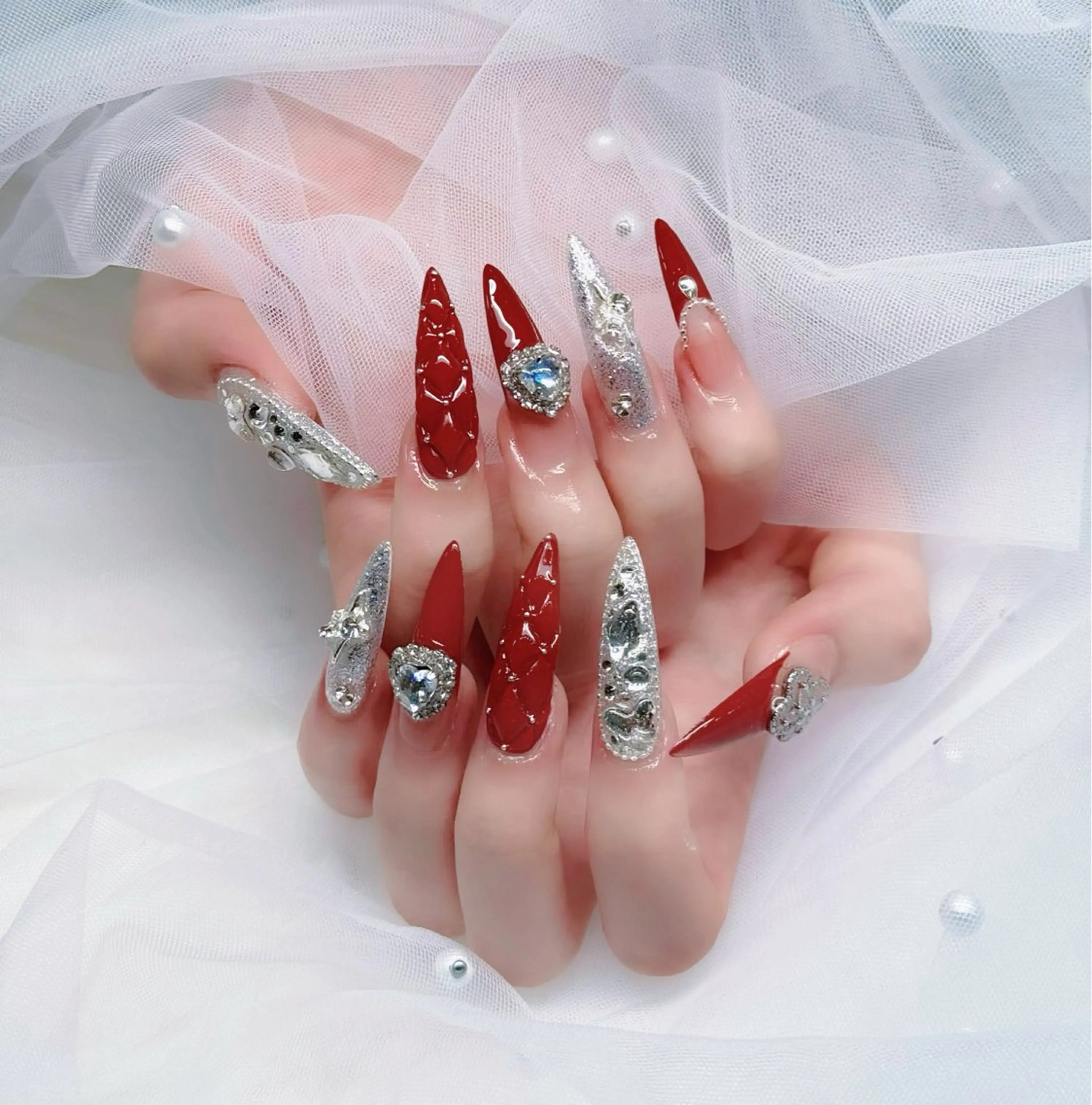 ネイル 長さ出し フレンチネイル 韓国ネイル レース マグネットネイル ハンドネイル nami ナミのネイルデザイン