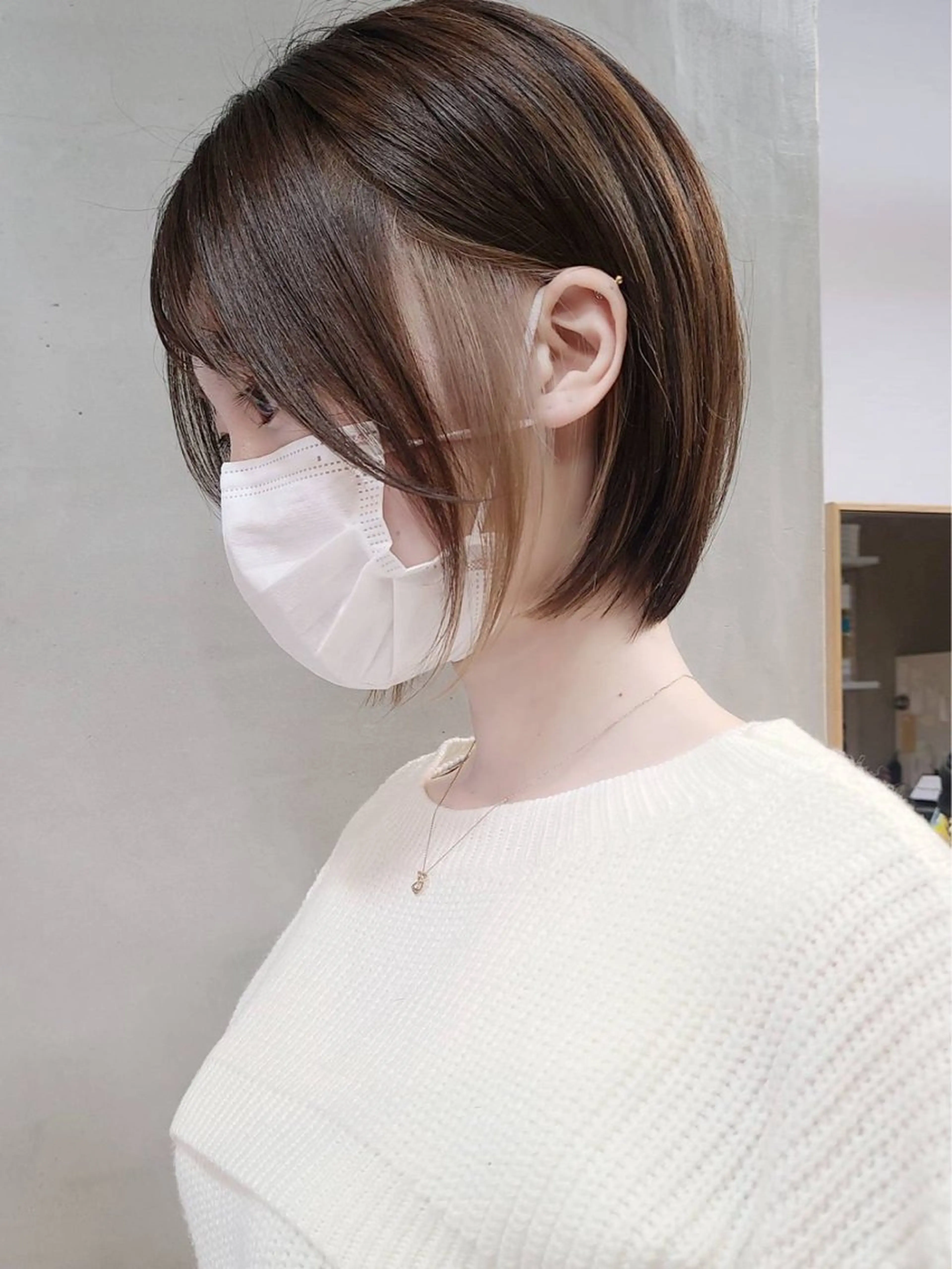 ミディアム カラー パーマ ヘアアレンジ 丸みショート くびれヘア ショートヘア原宿 fifth コシのヘアスタイル