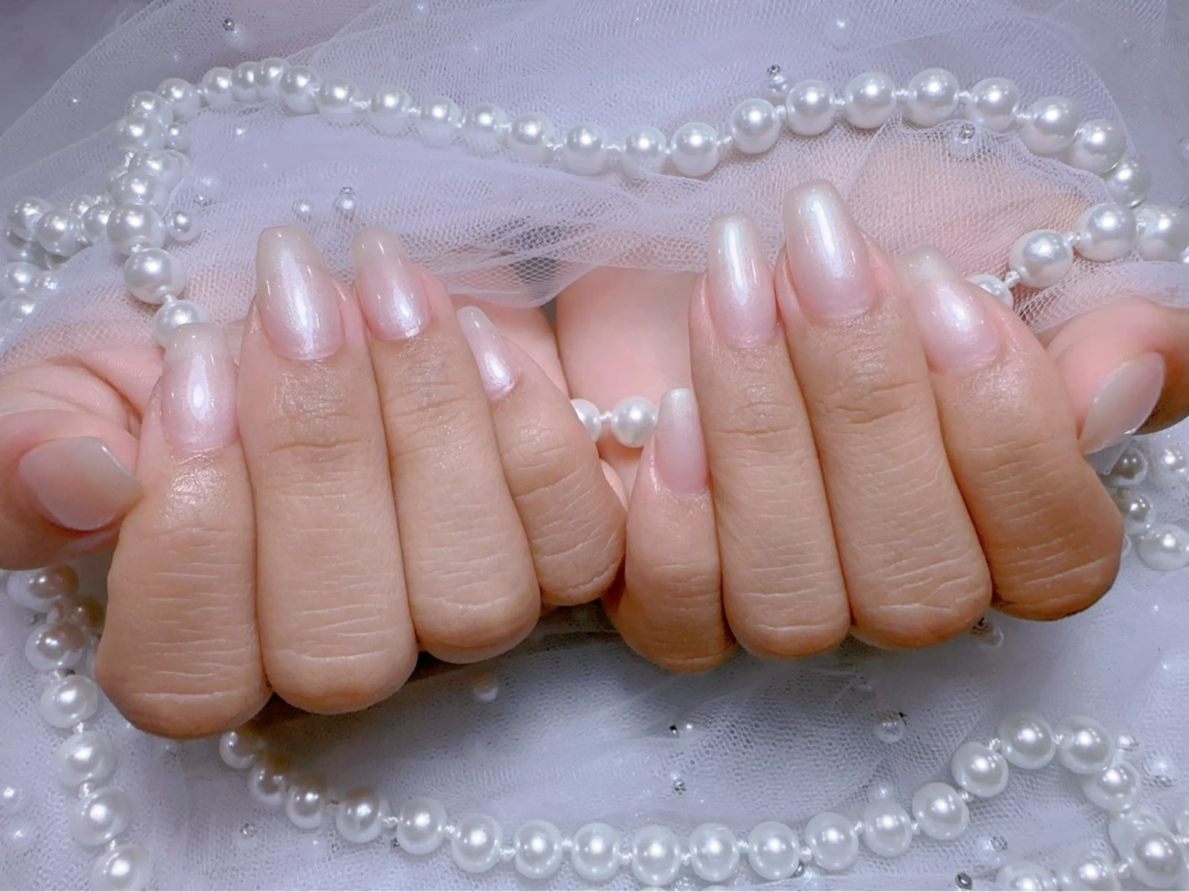 ネイル アートネイル フラッシュネイル フレンチネイル ガラスフレンチ グラデーション You&Me Miyuのネイルデザイン