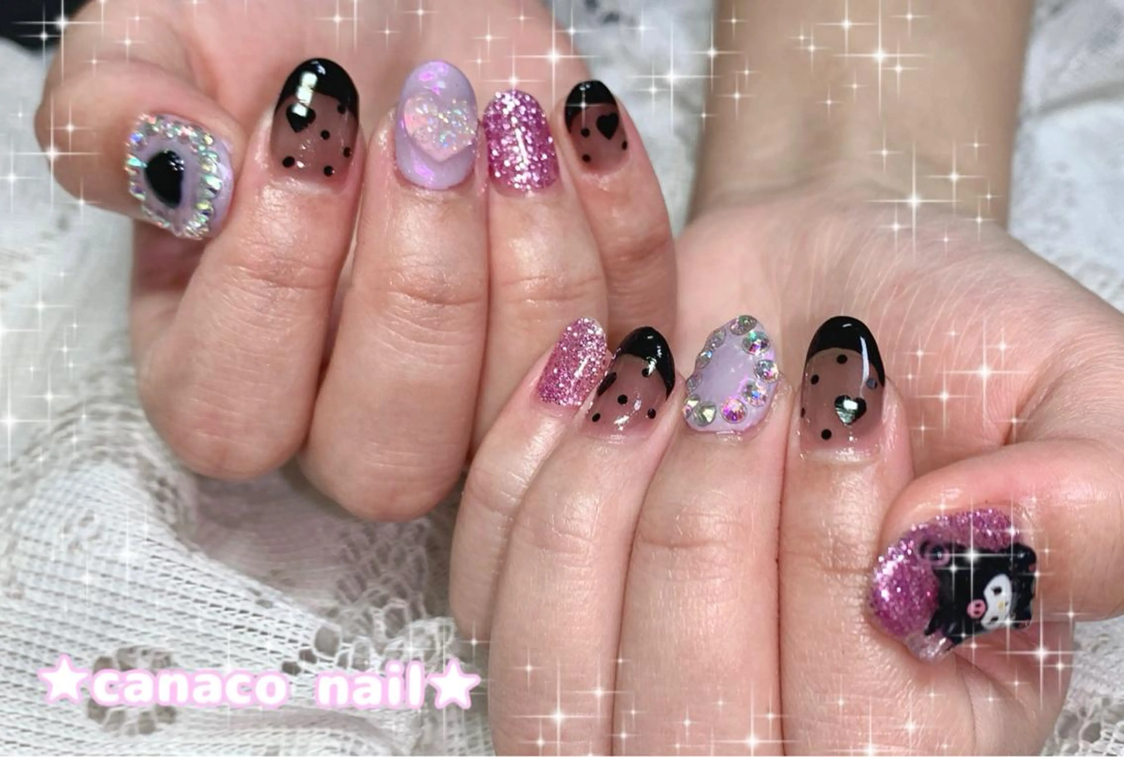 ネイル アートネイル ジェルネイル ガーリー パラジェル ストーンネイル ハンドネイル ハンドケア Felice所属・ベテランネイル cnc nailのネイルデザイン