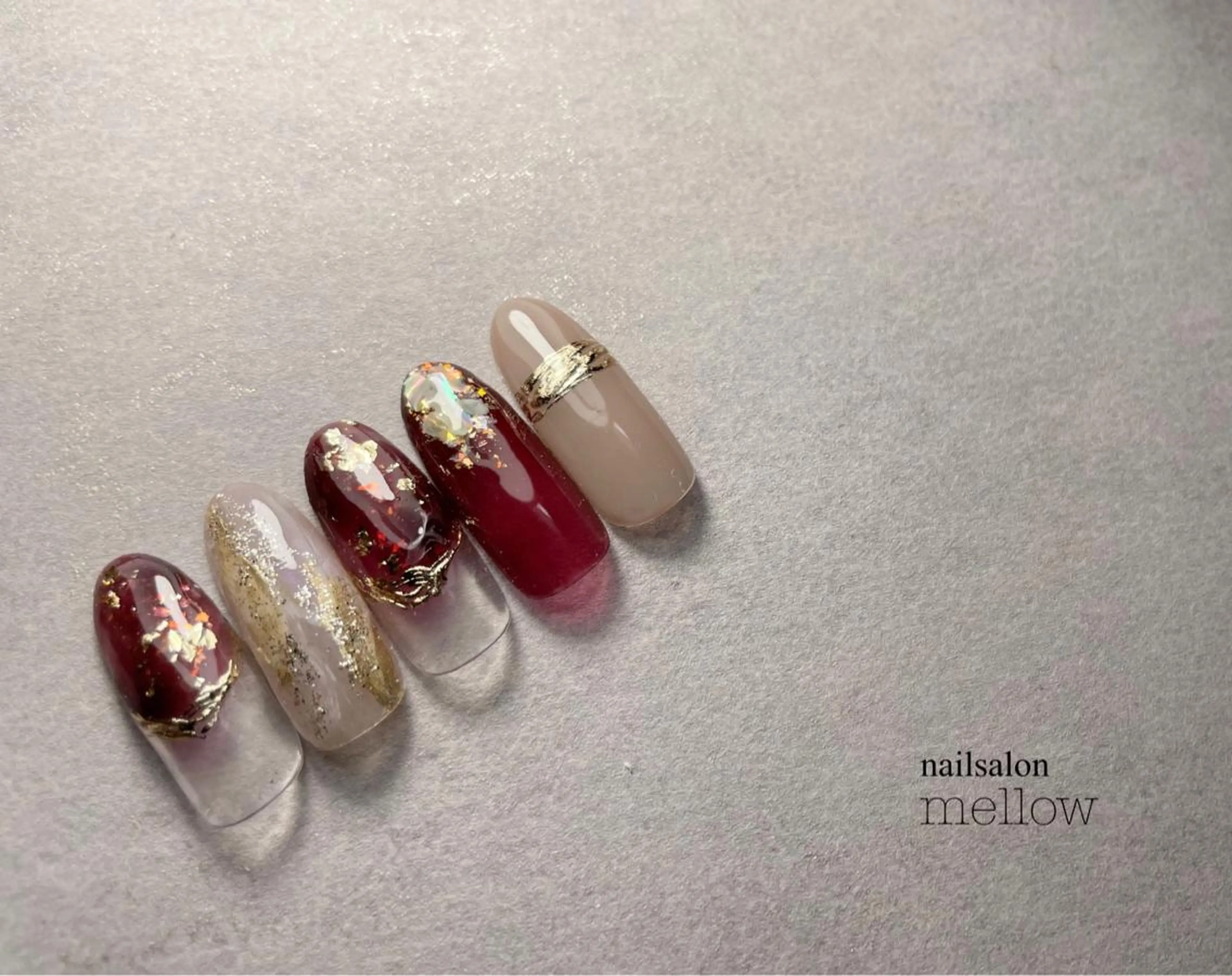 ネイル クリアネイル ニュアンスネイル 赤色 大山 浩美のネイルデザイン