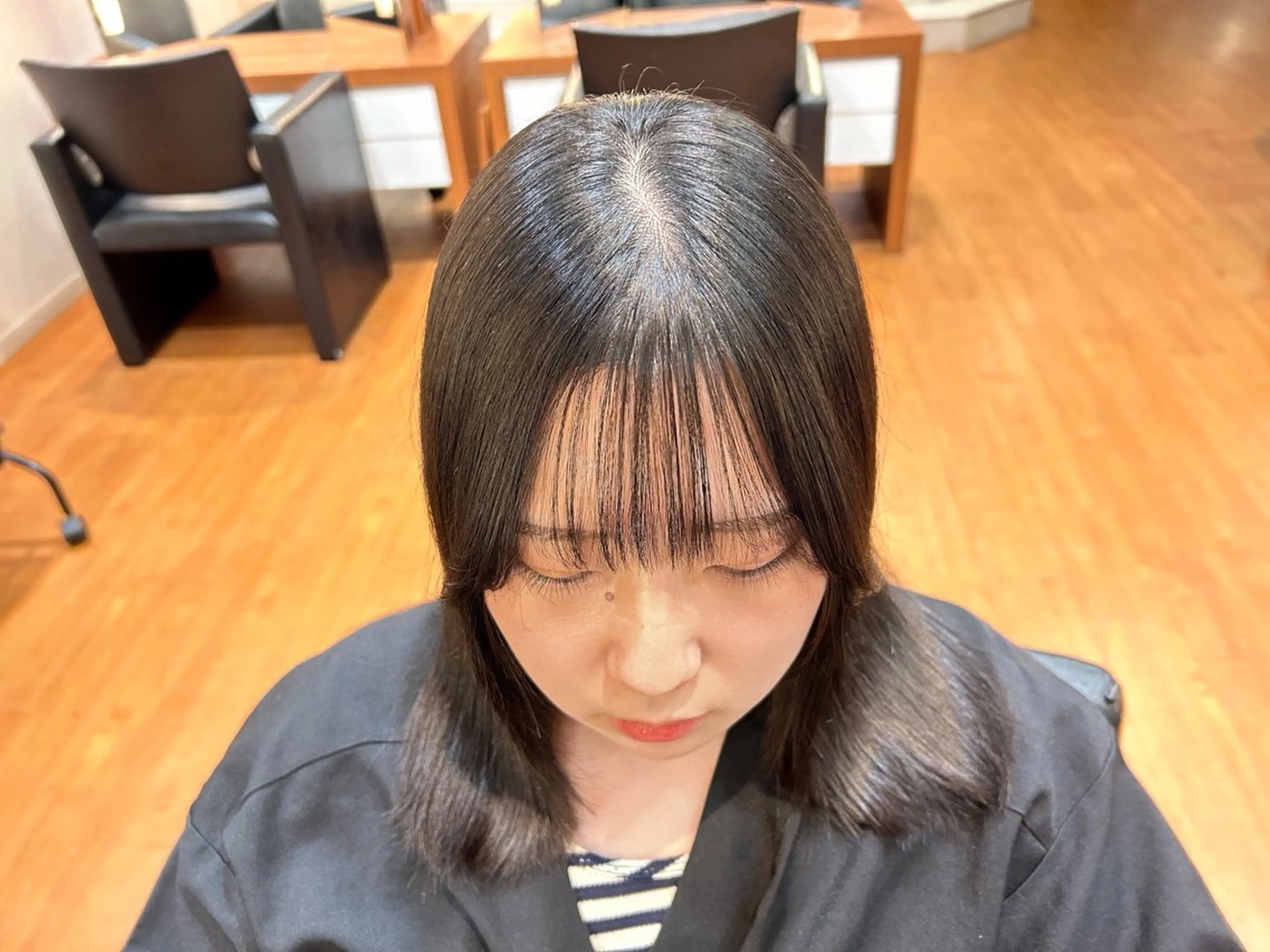 セミロング セミロングパーマ 髪質改善 トリートメント 縮毛矯正×髪質改善 カラー×クロスパーマのヘアスタイル