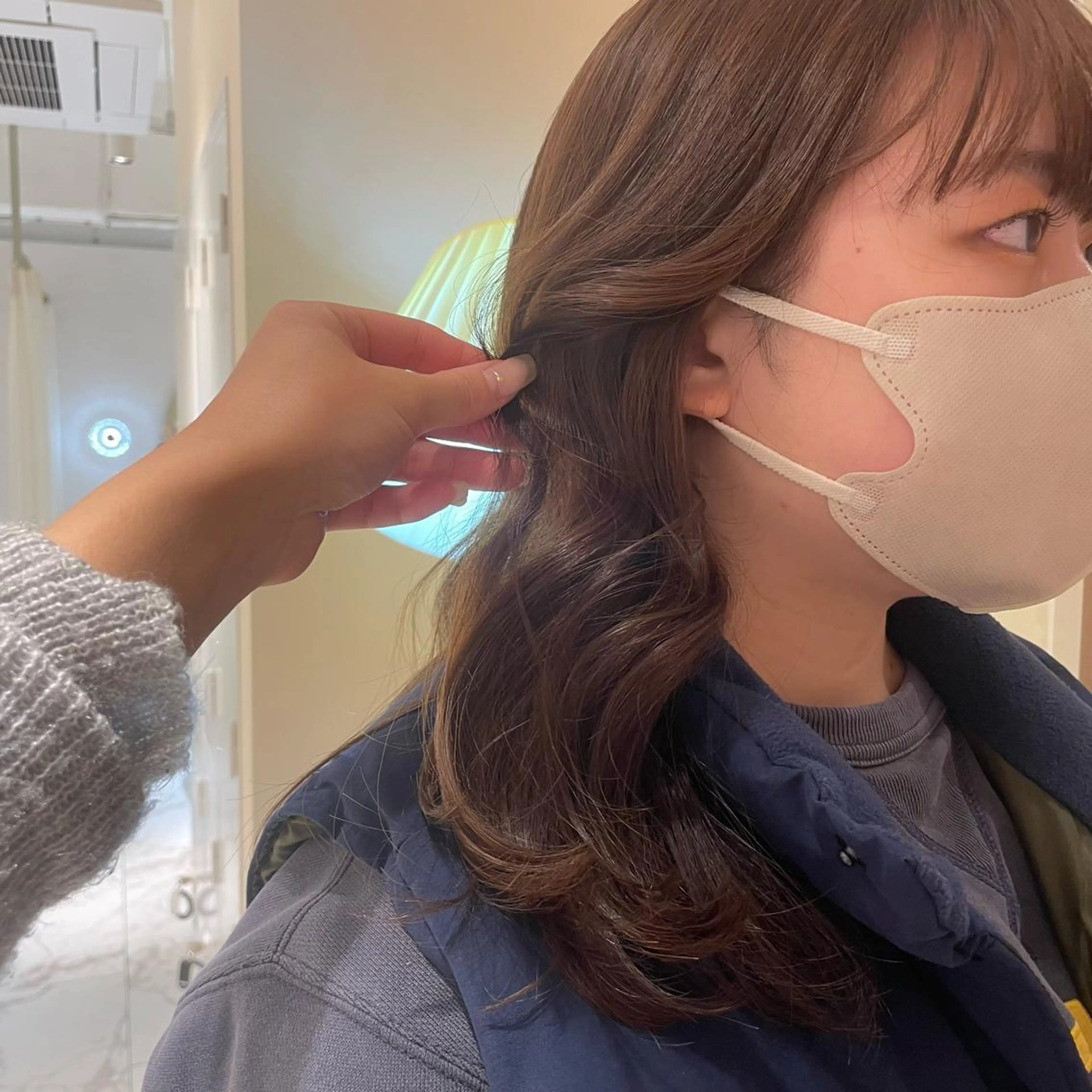 セミロング ラベンダーベージュ ヘアカラー トリートメント ヘッドスパ マホ/日吉/髪質改善 /レイヤー/ガーリーのヘアスタイル