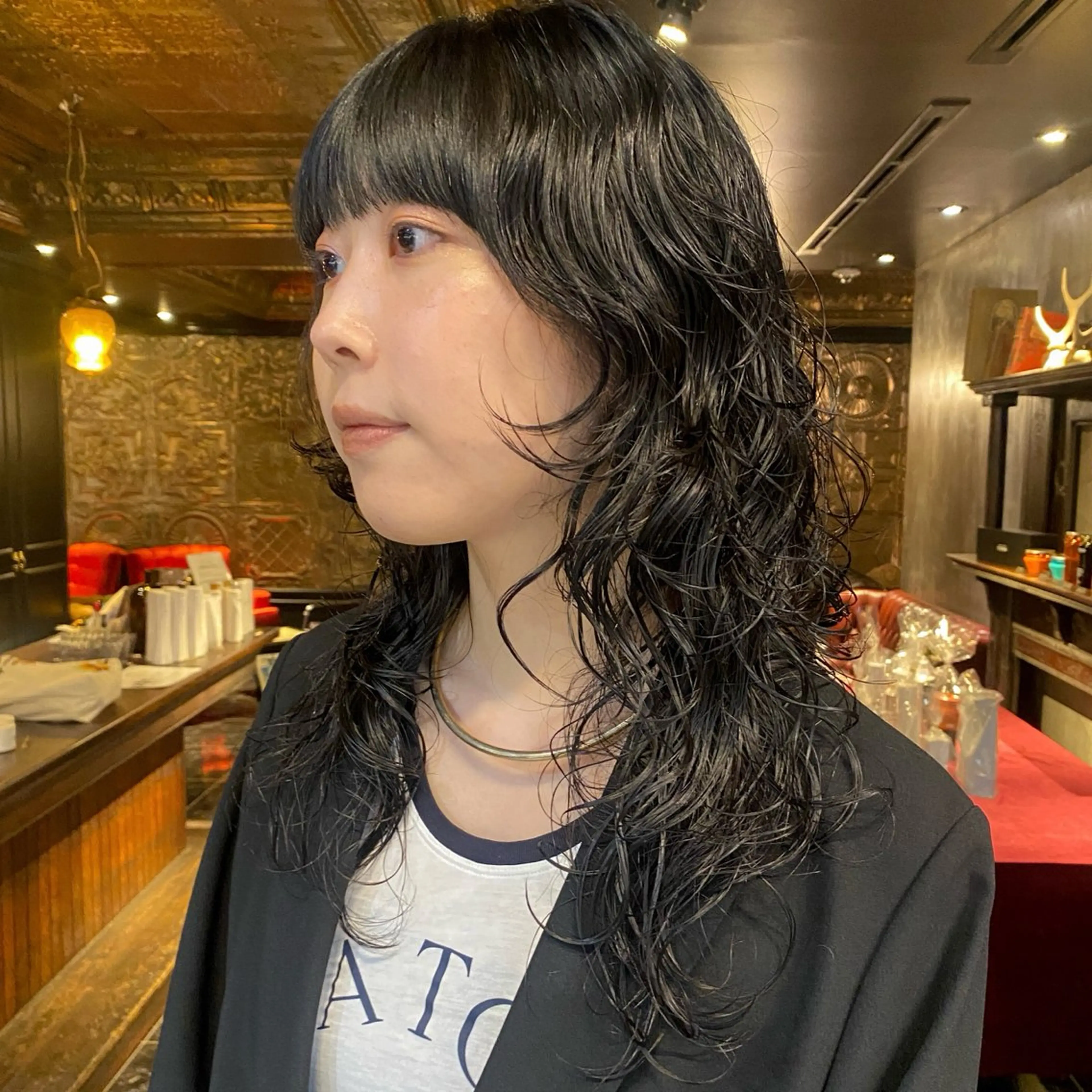 セミロング パーマ セミロングパーマ レイヤーカット ウルフカット カット パーマ トリートメント ニュアンスデザイン/ SHOUTOのヘアスタイル