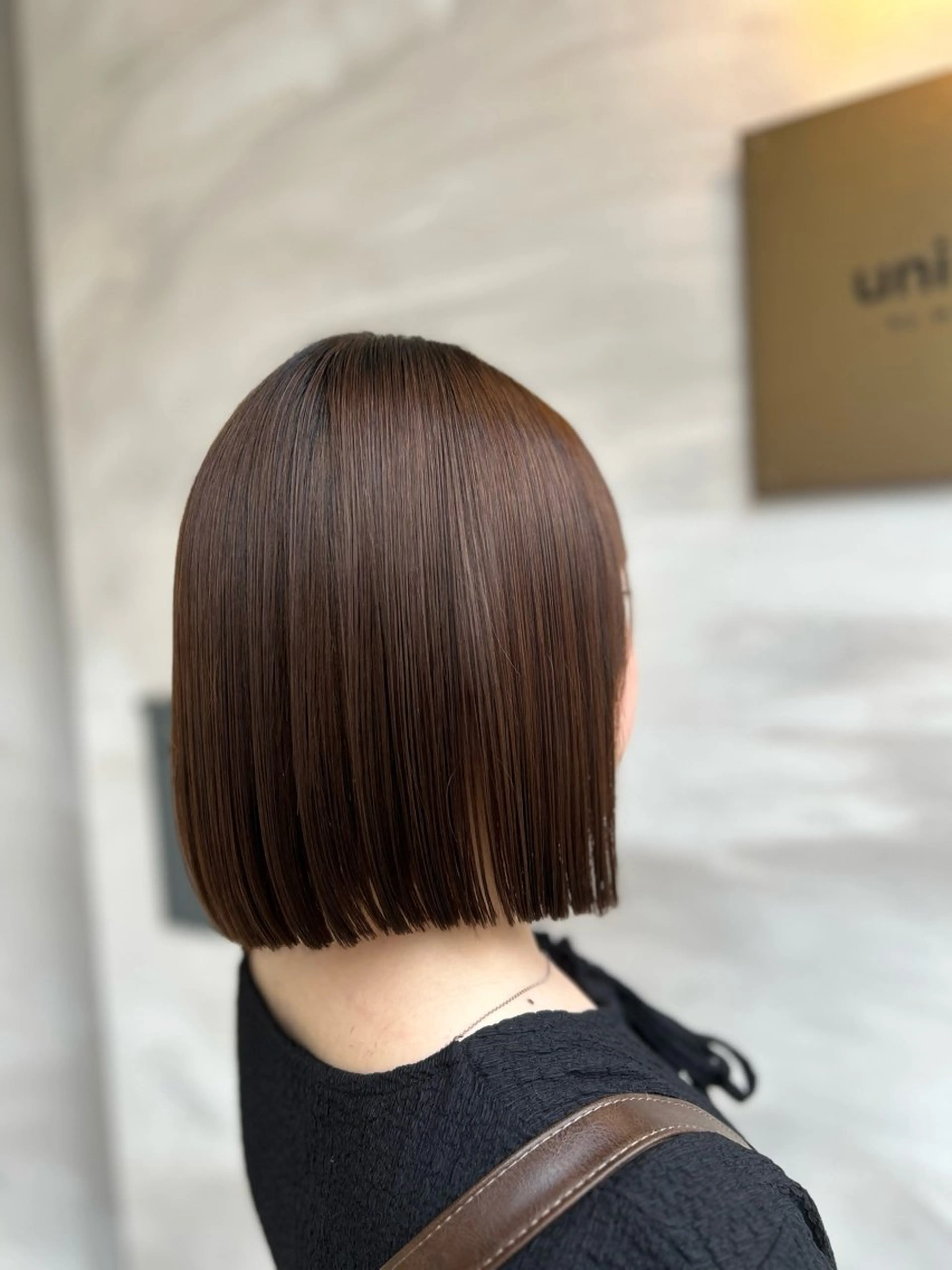 ショート 切りっぱなしボブ ボブ 縮毛矯正 unica by milly 【緑地公園】所属・大野 優希のヘアスタイル