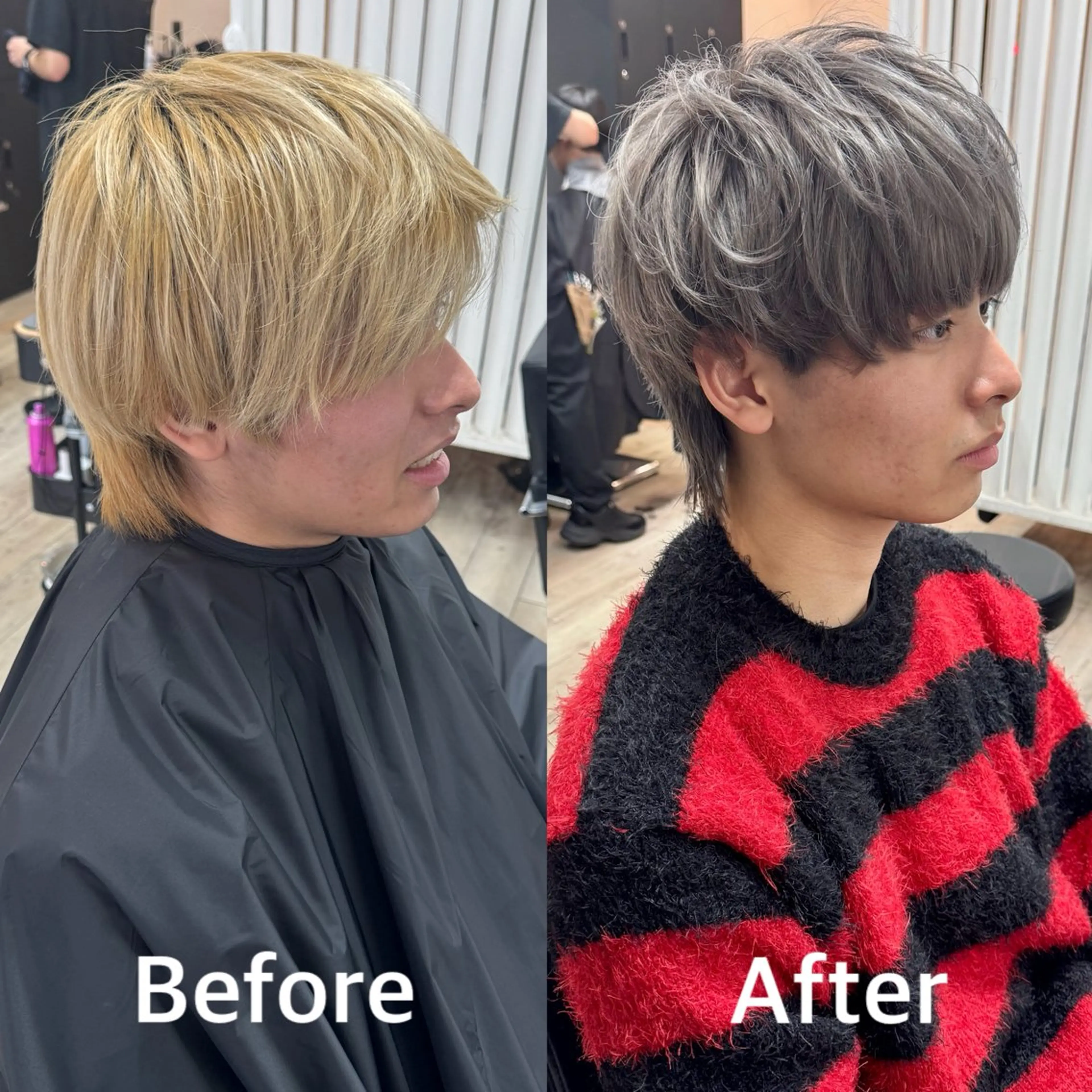 ミディアム カラー メンズ メンズブリーチ ブリーチ ケアブリーチ グレージュ シルバー カット ヘアカラー ヘアセット 【池袋/スパイキー ショート】ⓝⓘⓜⓤのヘアスタイル