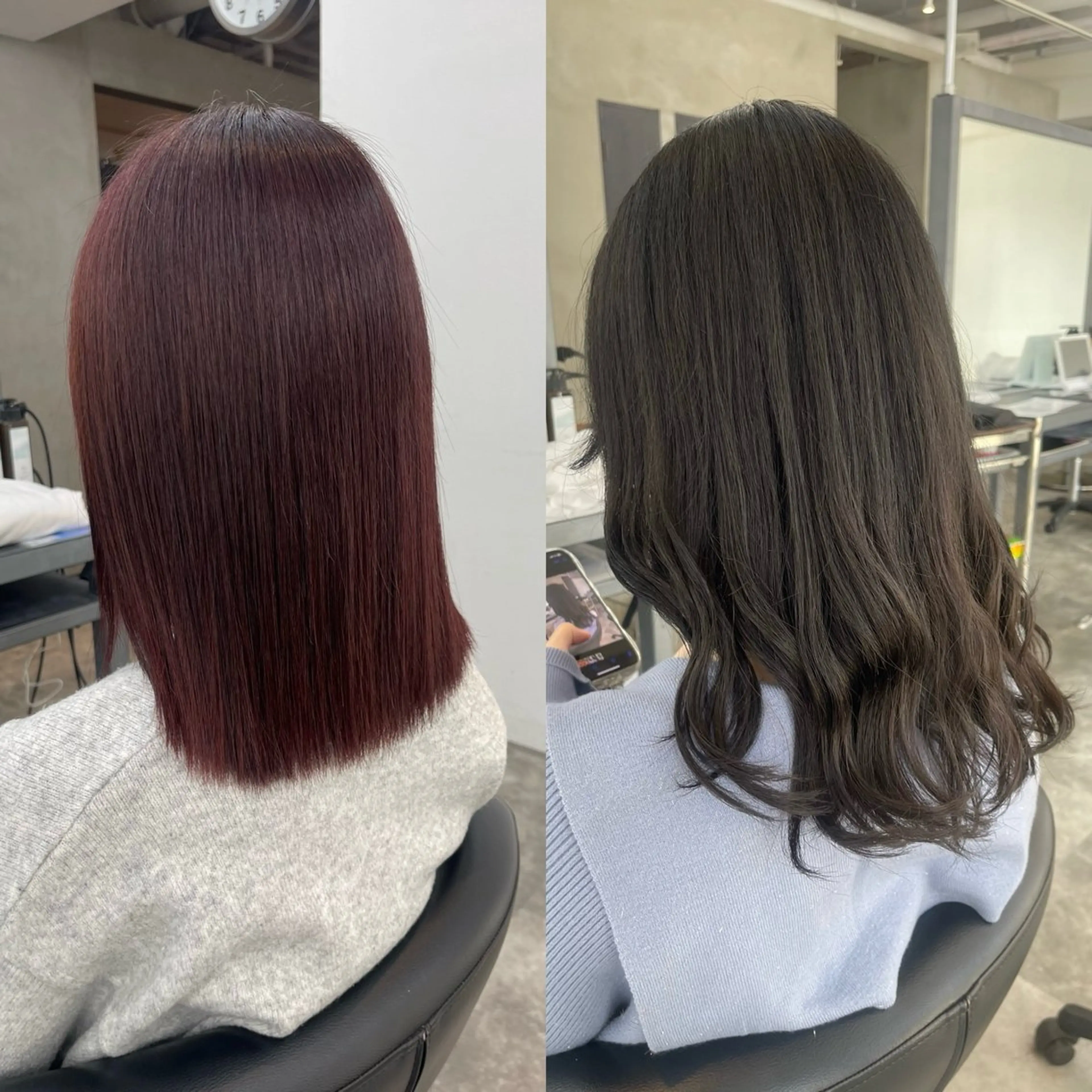 セミロング 縮毛矯正🐼暖色 根本侑季のヘアスタイル