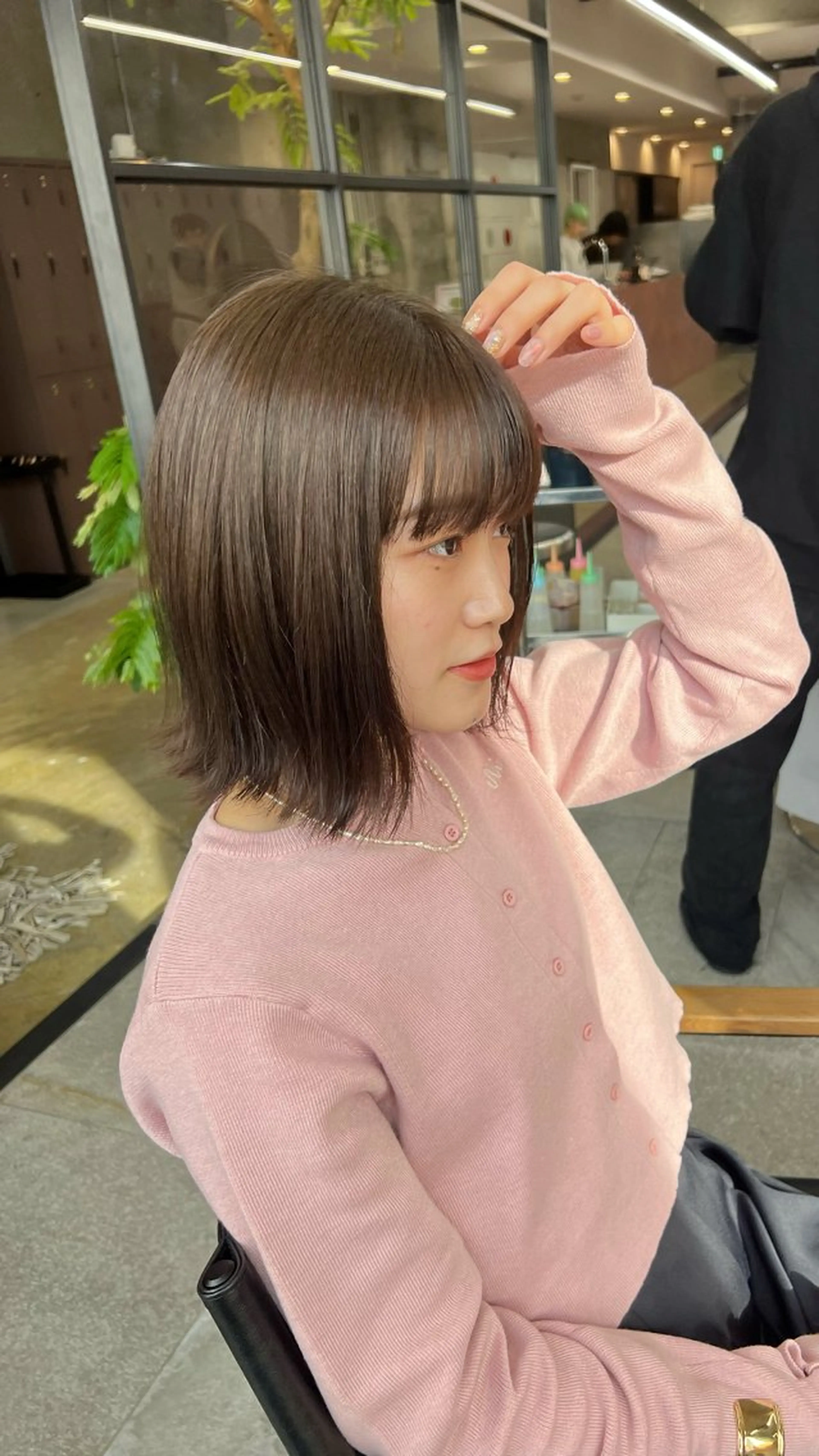 ミディアム カラー era所属・azumi/ボブ/暖 色/オリーブ/縮毛のヘアスタイル