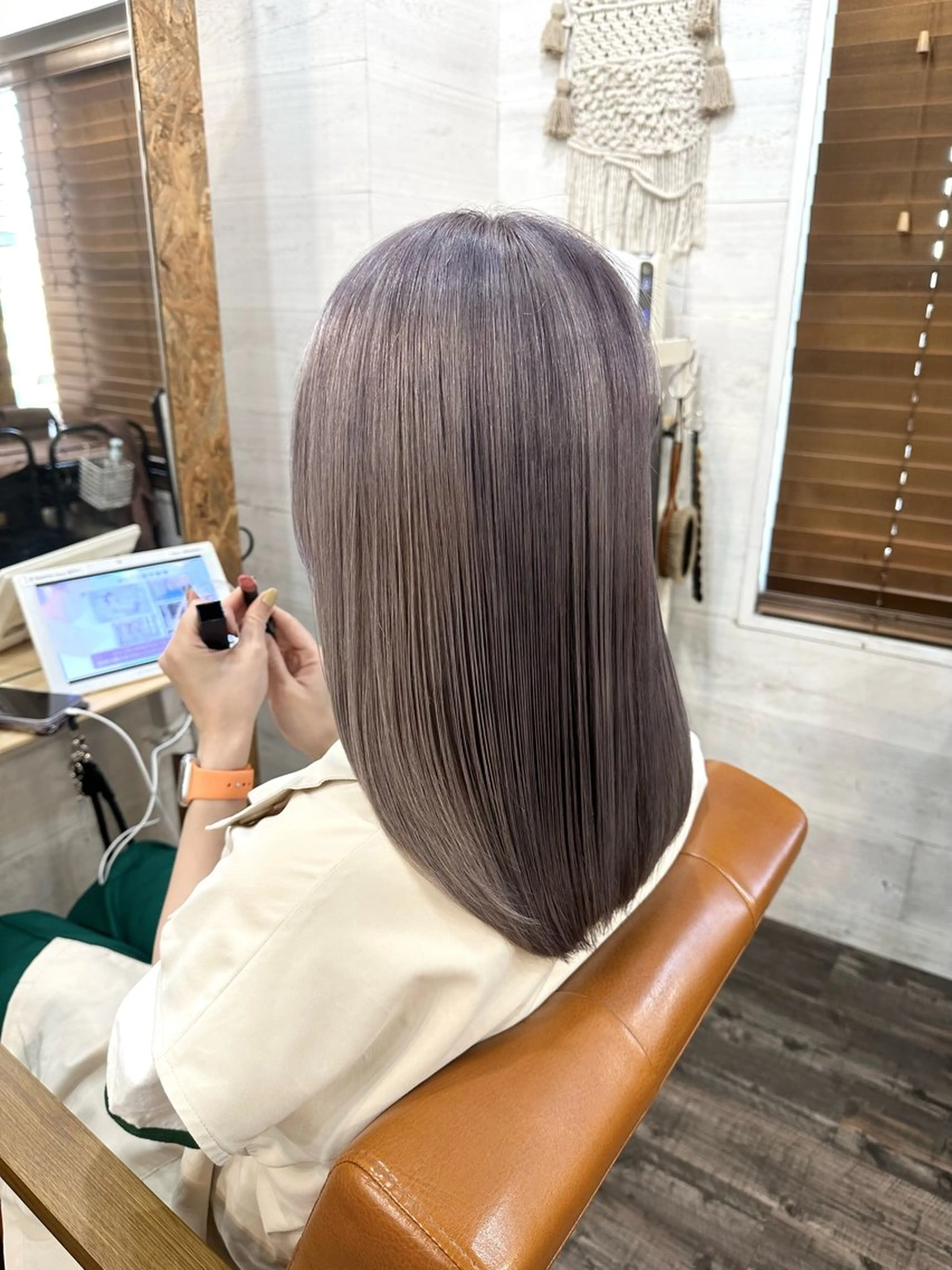セミロング カラー ヘアカラー トリートメント ブリーチ毛対応酸性 ストレート🌈サキのヘアスタイル