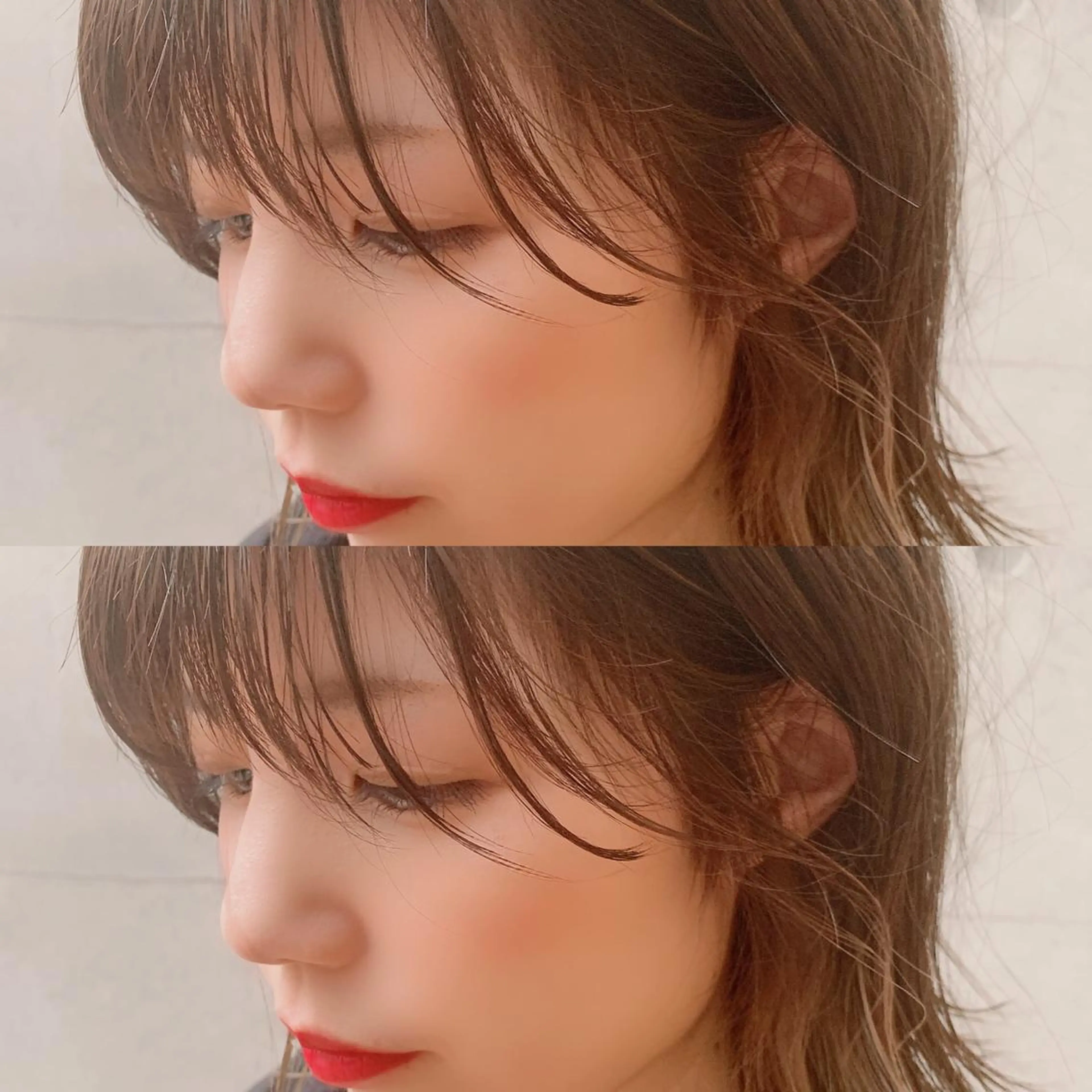 ミディアム カラー シースルーバング box  mico. mutsumiのヘアスタイル