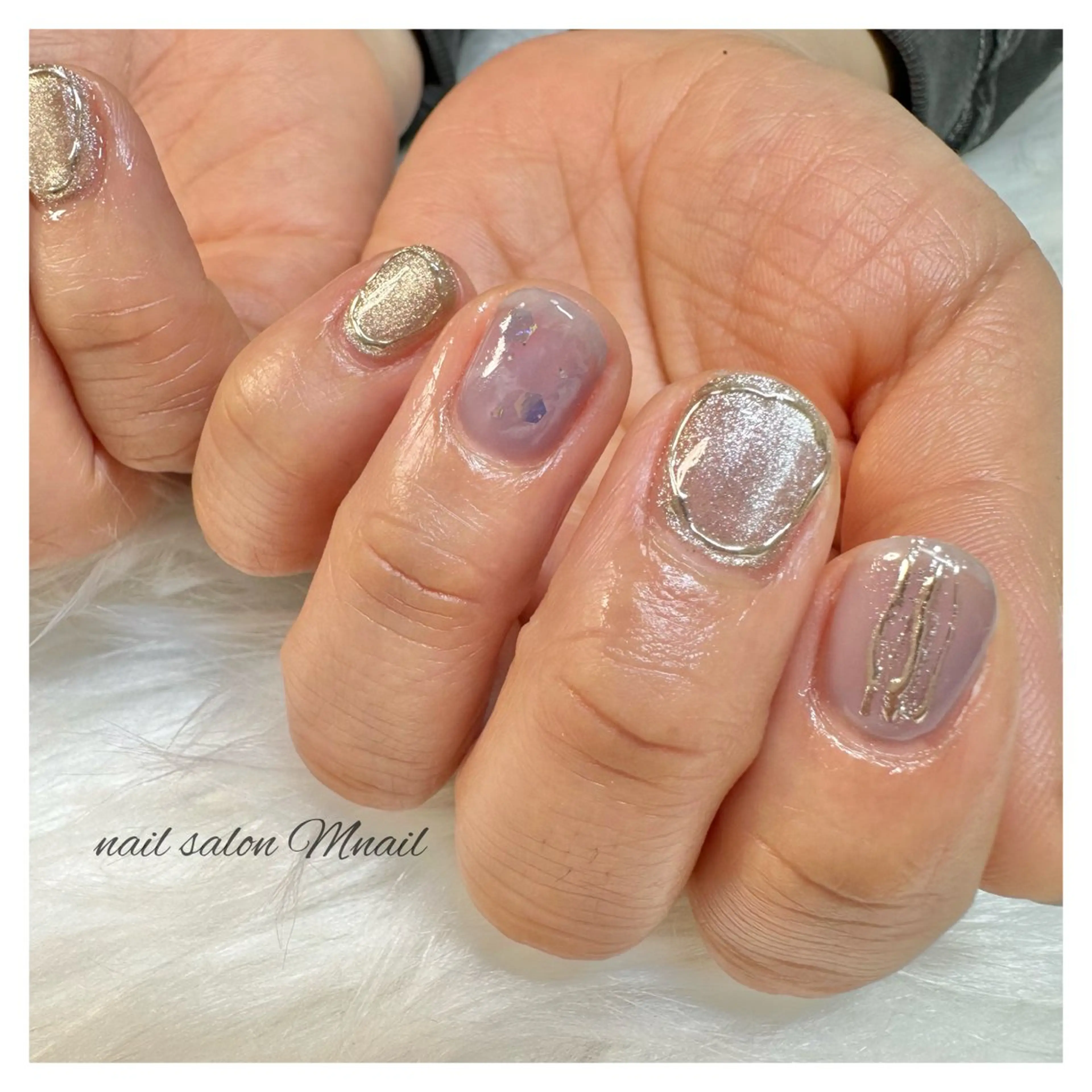 ネイル ニュアンスネイル パープル ハンドネイル ハンドケア Mnail ちひろのネイルデザイン