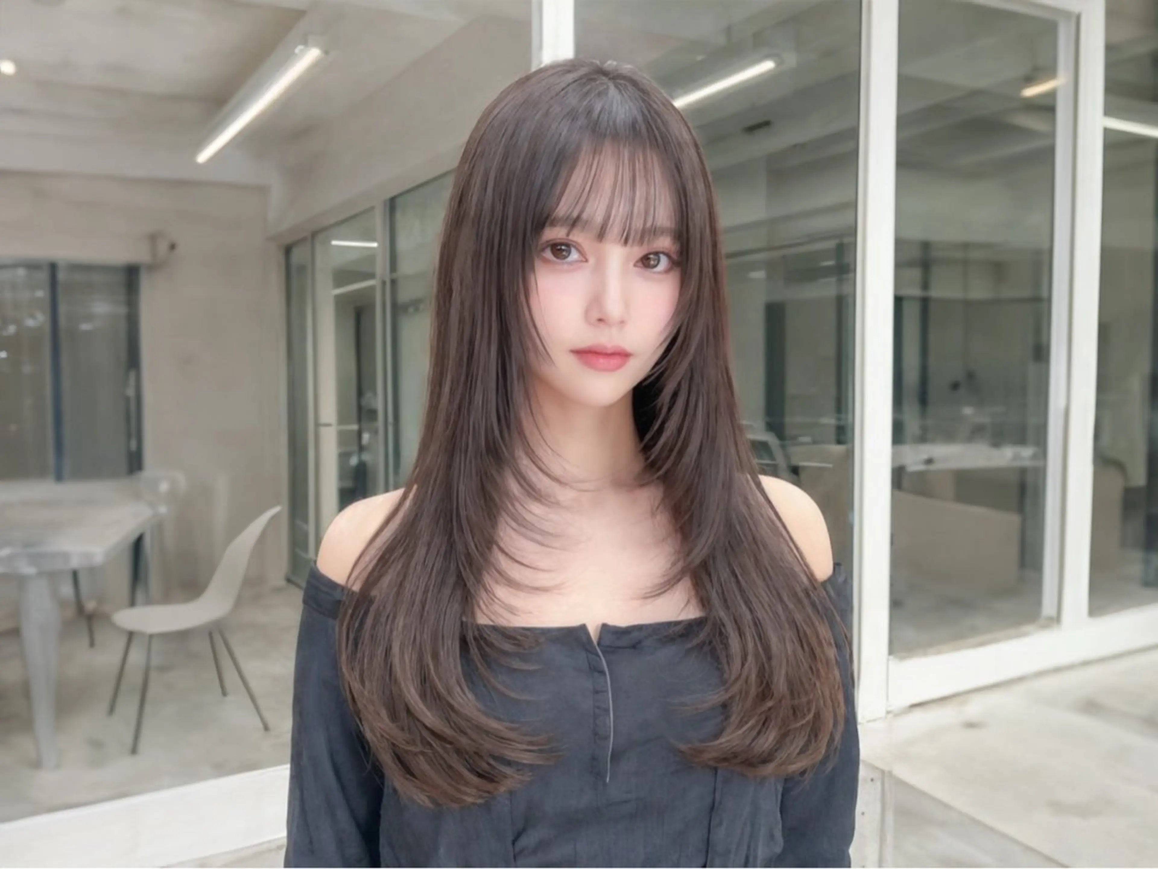 ロング カット ヘアカラー トリートメント 韓国風cut/ 縮毛矯正/正岡幹康のヘアスタイル