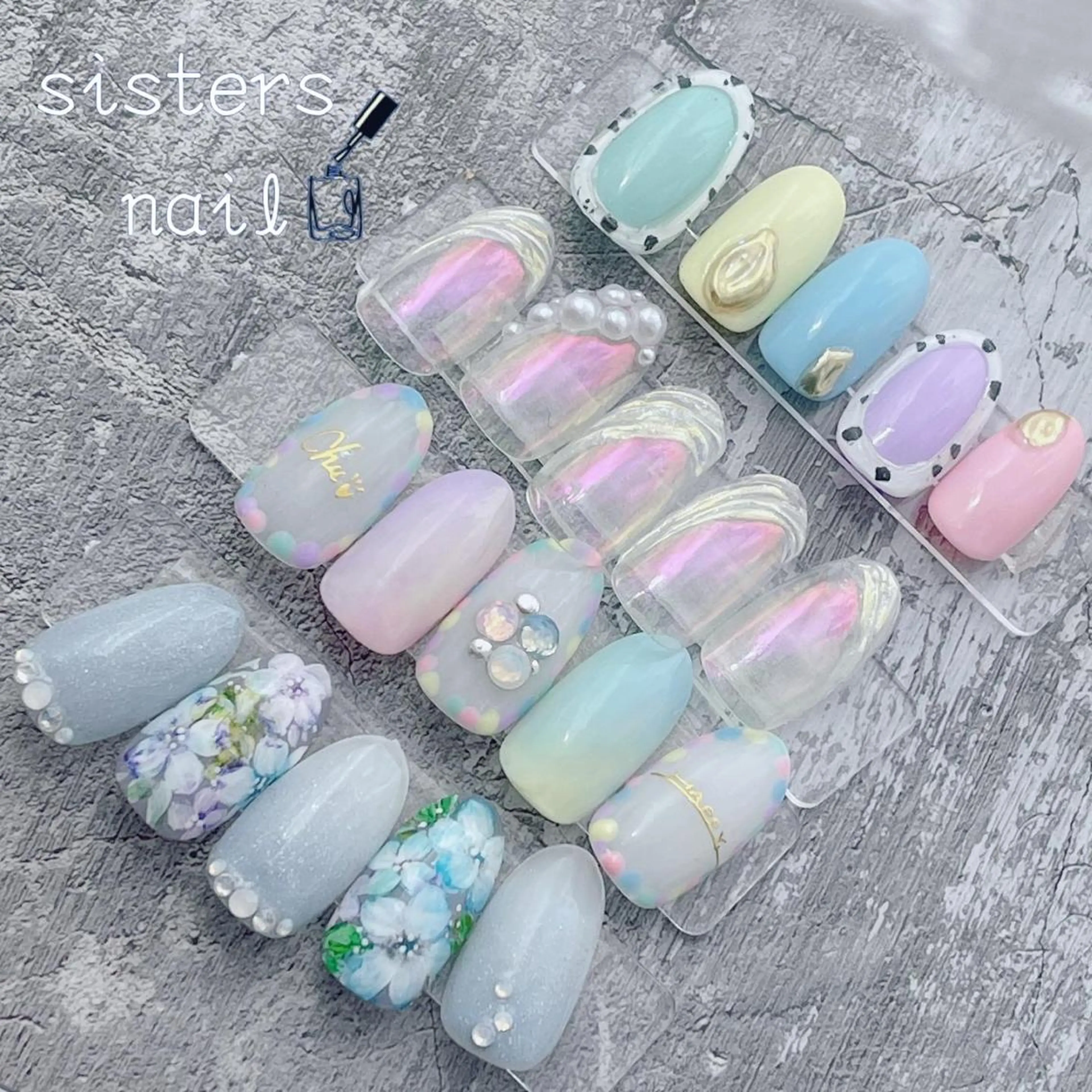 ネイル アートネイル オーロラネイル フラワーネイル 春ネイル 夏ネイル ハンドネイル ハンドケア sisters nail.fのネイルデザイン