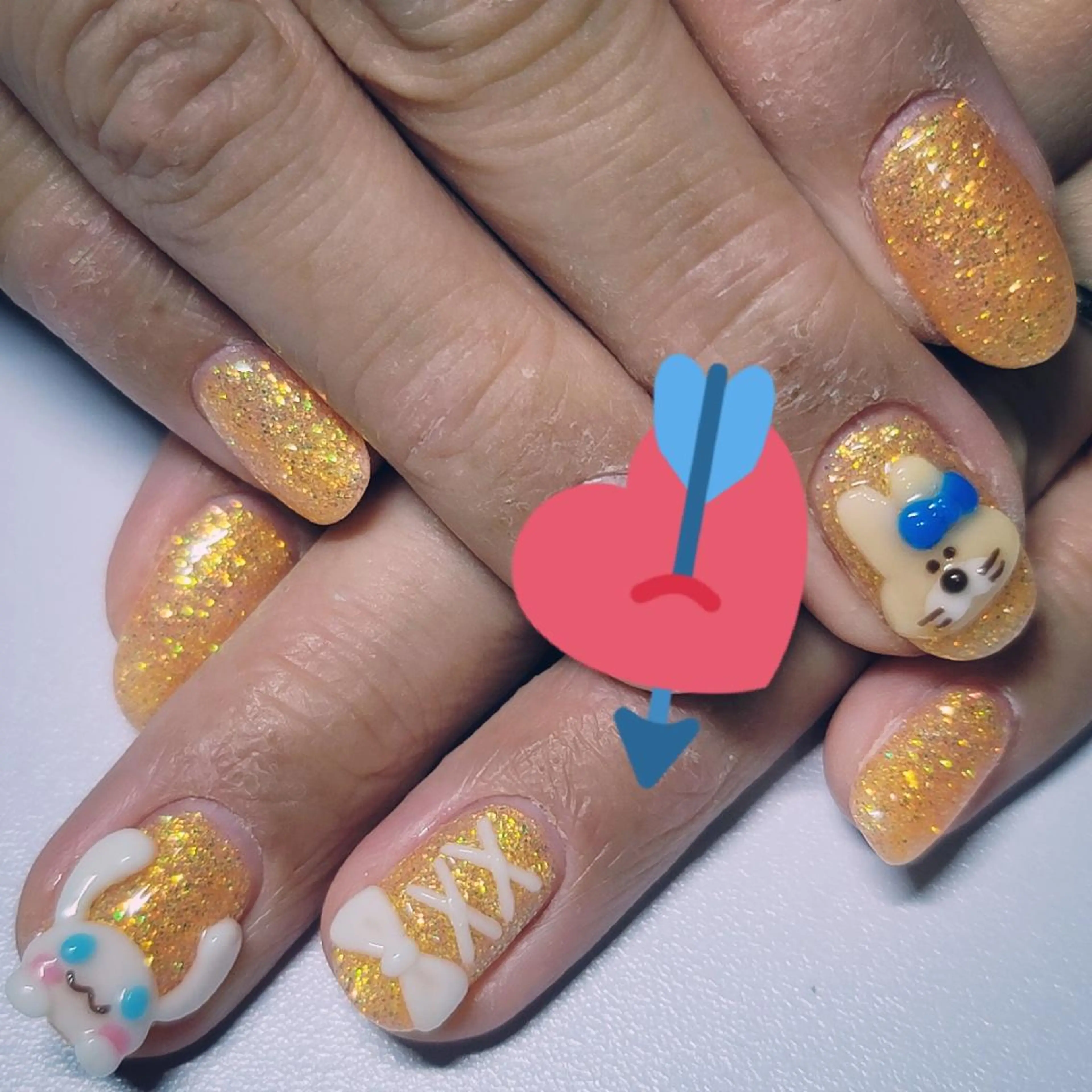 ネイル ラメ(グリッター) ワンカラーネイル オレンジ ハンドネイル よしだ ひろきのネイルデザイン