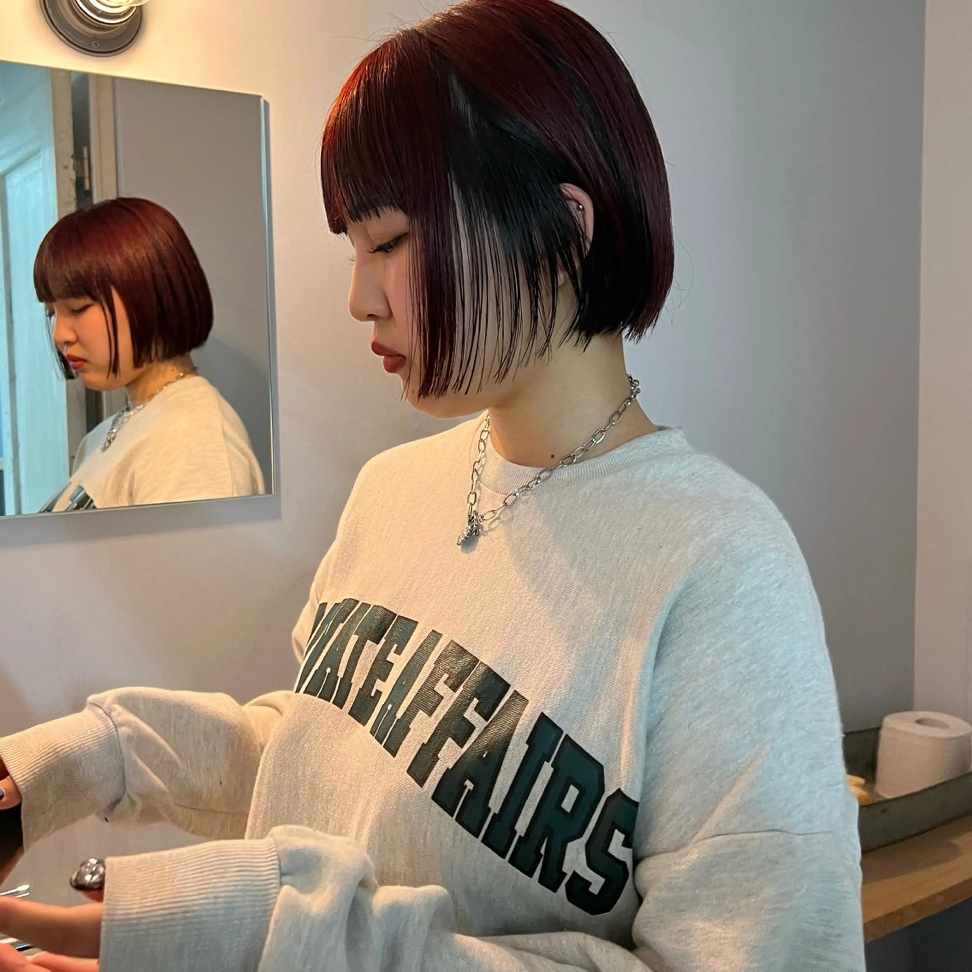 ミディアム 舟橋耀/ブリーチカラ ー/レイヤーカットのヘアスタイル