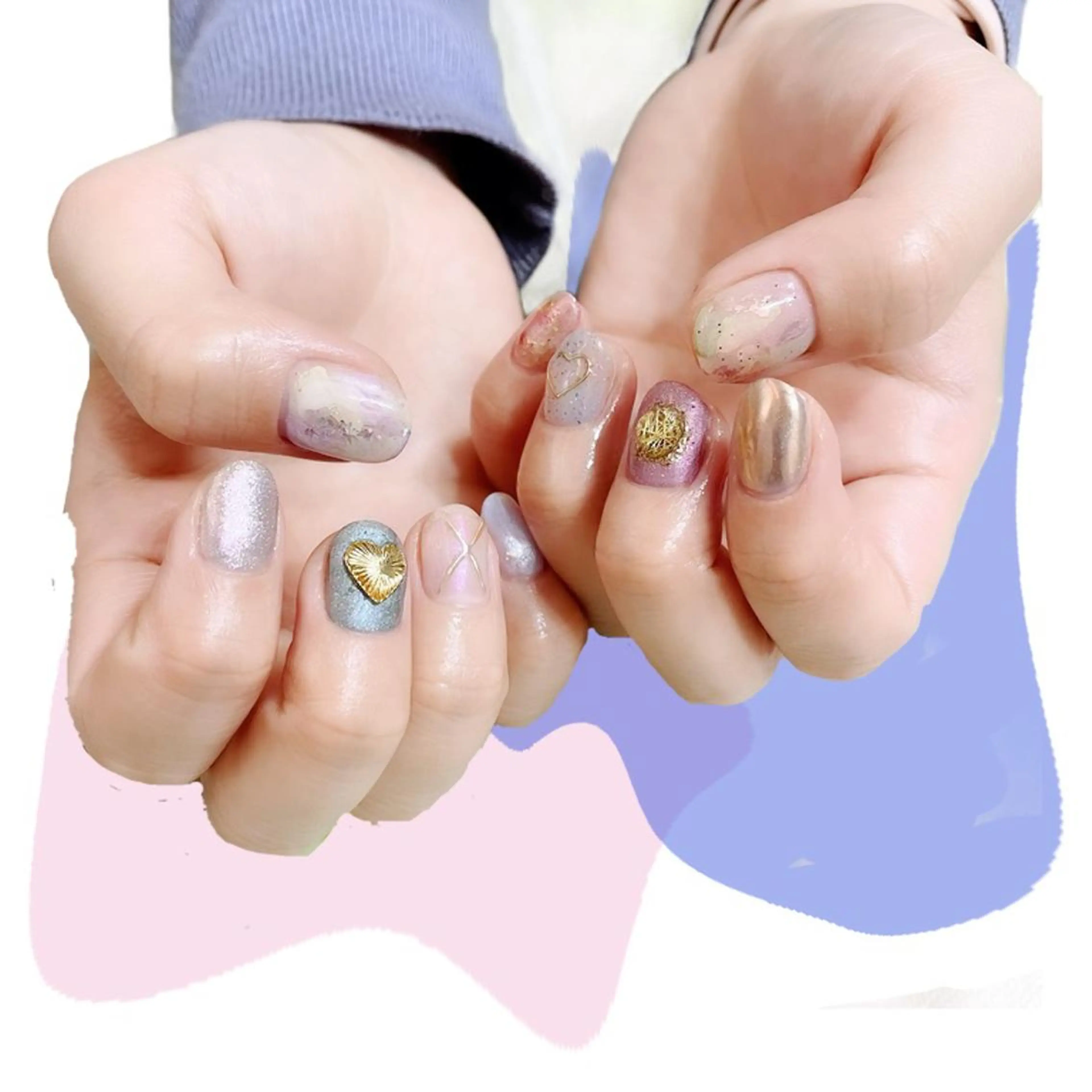 ネイル オーロラネイル 桜ネイル 氷ネイル・うるうるネイル 韓国ネイル マグネットネイル ハンドネイル VOLLMOND nailのネイルデザイン