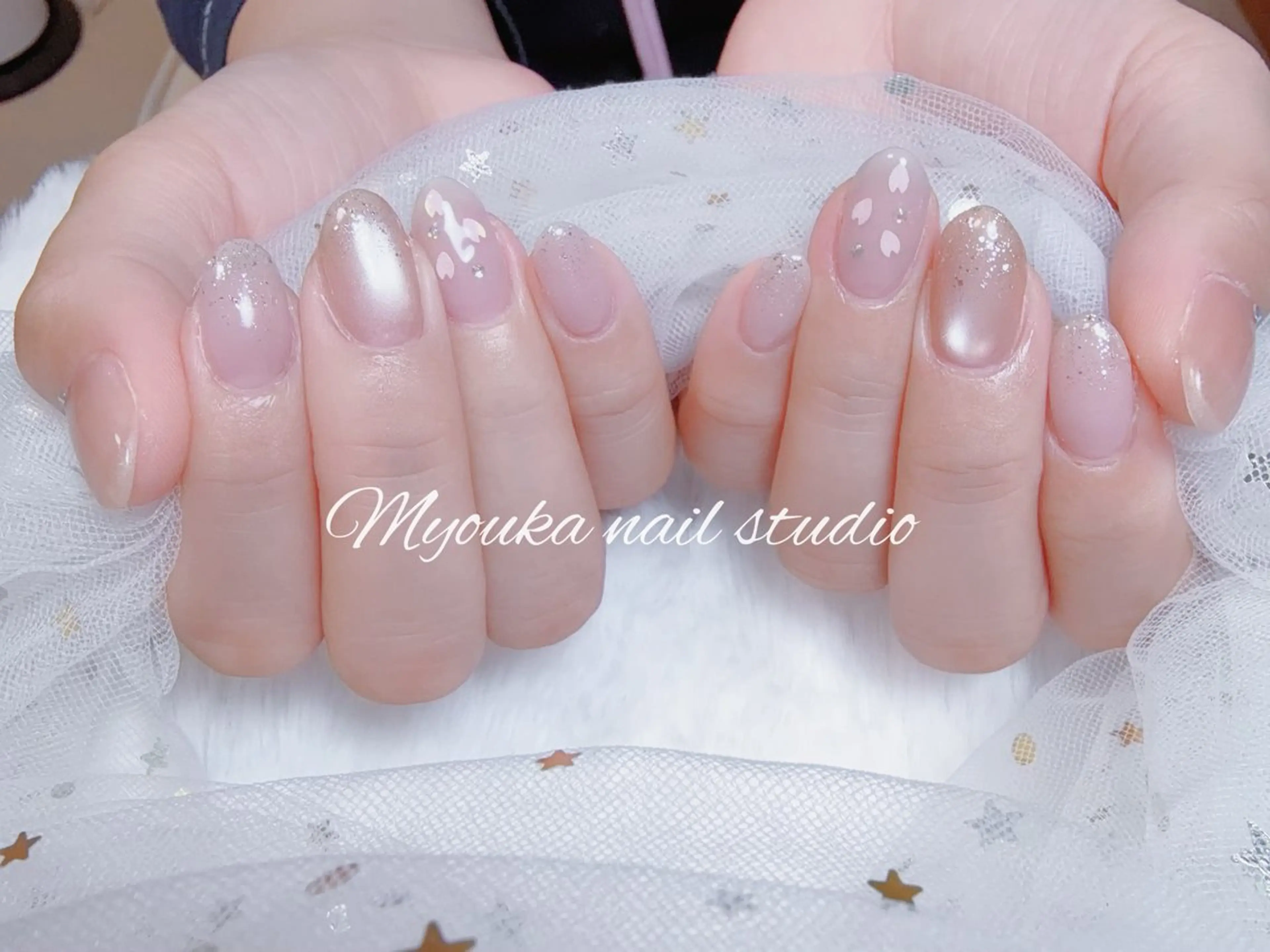 ネイル チークネイル 長さ出し フットネイル ジェルネイル グラデーション ハンドネイル ハンドケア Myouka所属・Myouka 板橋区大山駅前店のネイルデザイン