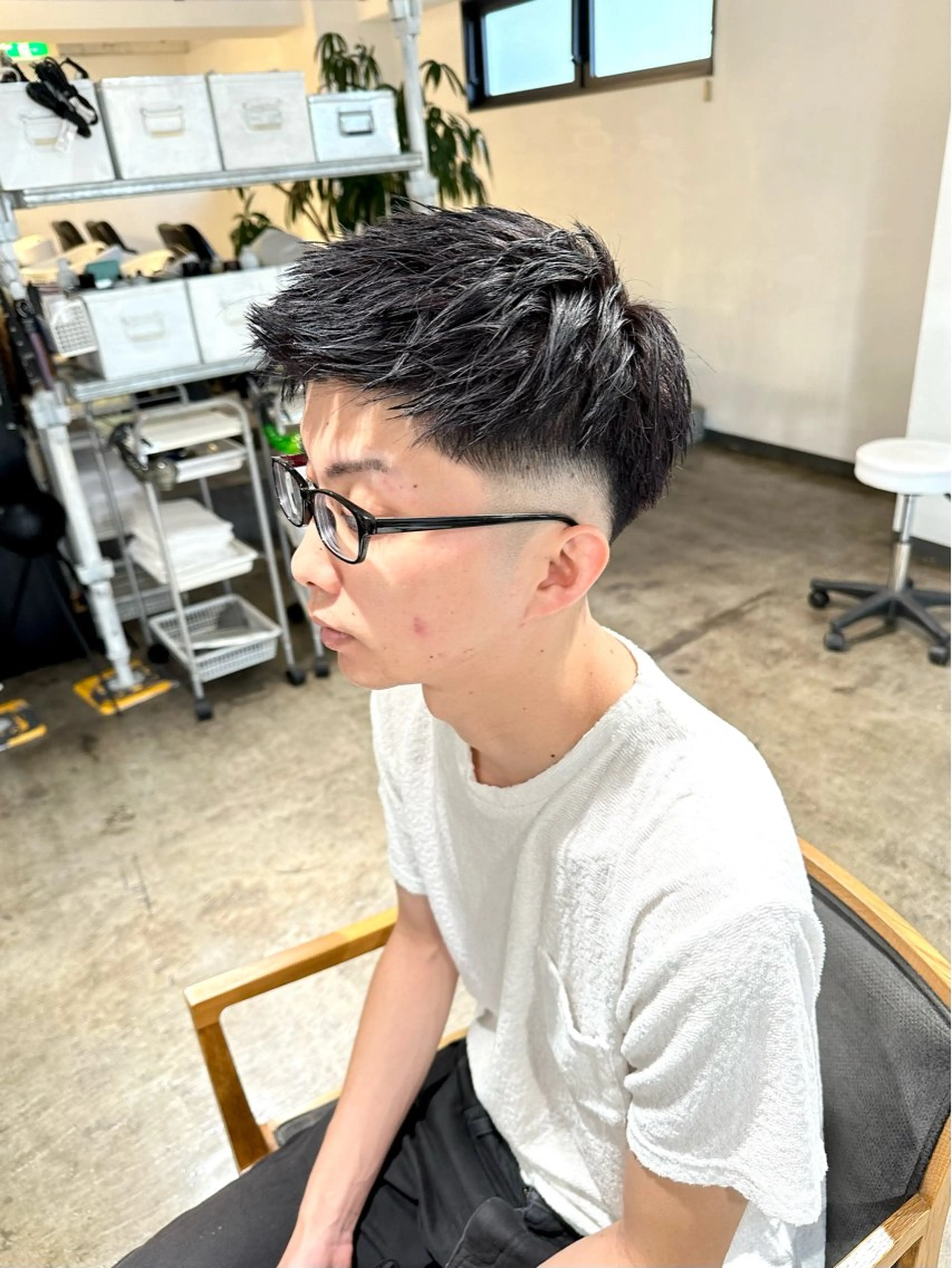 メンズ アップバング フェードカット スキンフェード カット ヘアカラー トリートメント 骨格補正施術/メンズ 専門美容師/YUYAのヘアスタイル